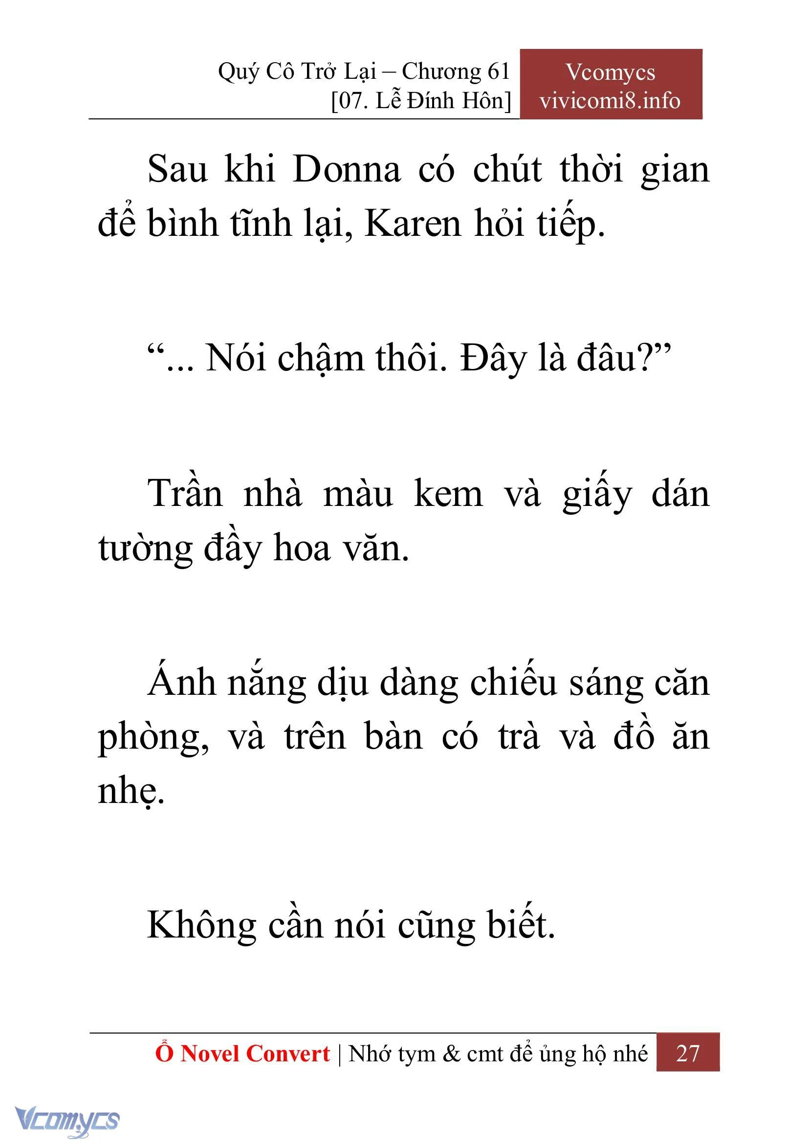 [Novel] Quý Cô Trở Lại Chapter  61 - 29