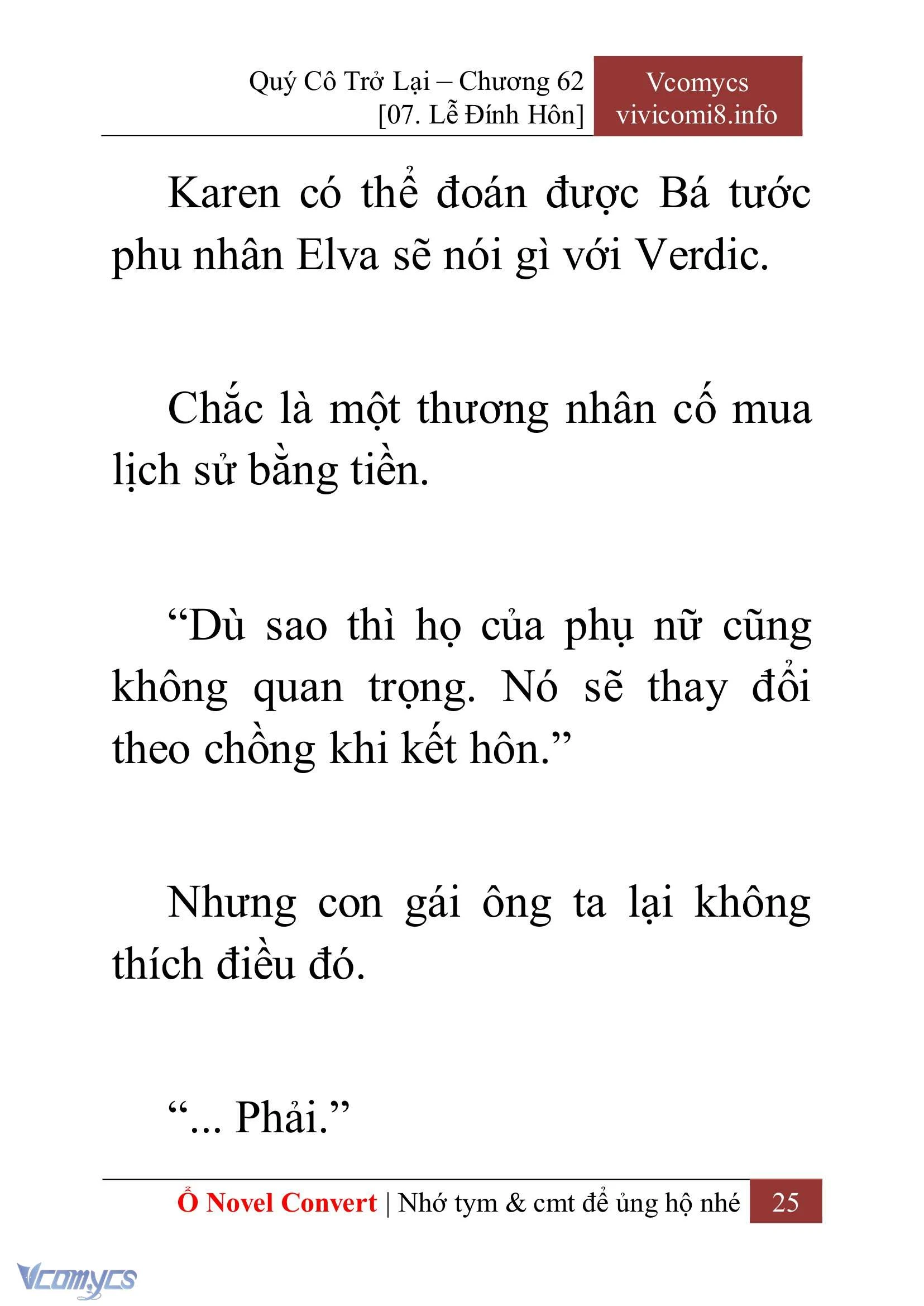 [Novel] Quý Cô Trở Lại Chapter  62 - 27
