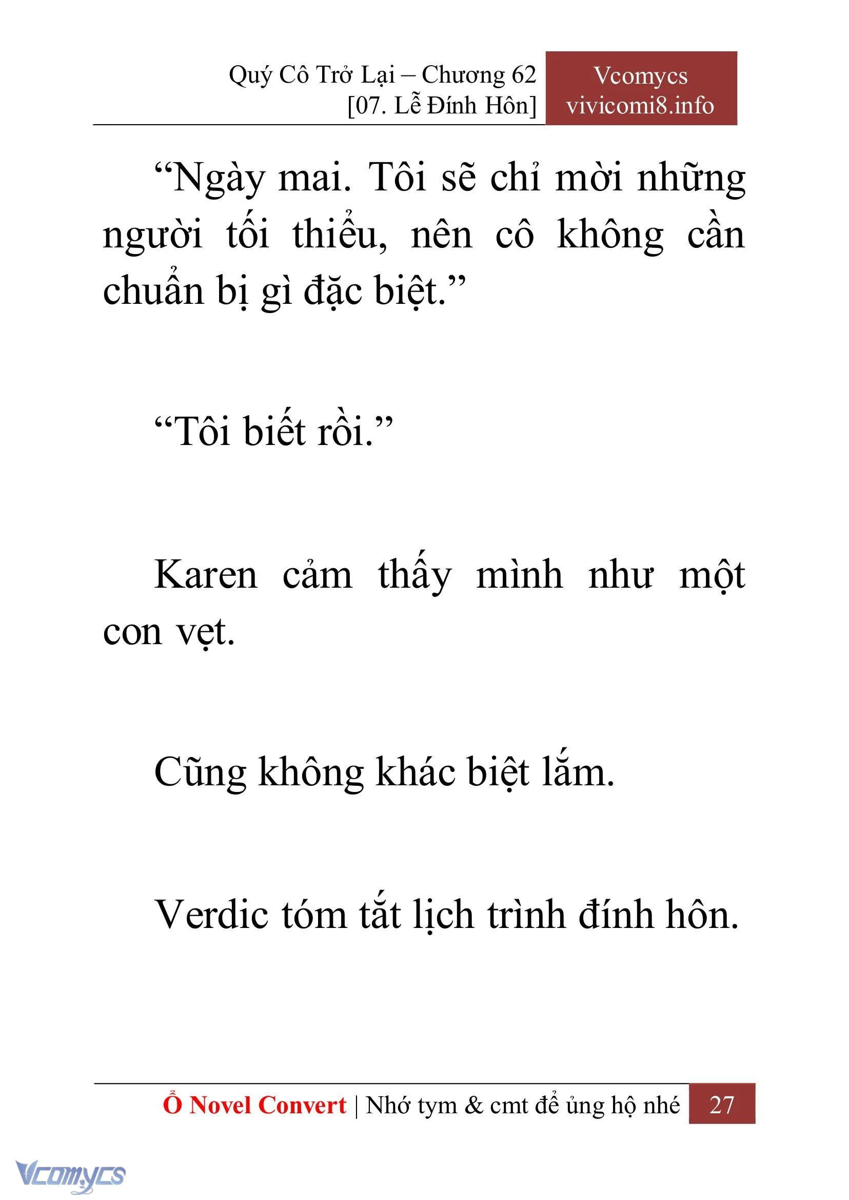 [Novel] Quý Cô Trở Lại Chapter  62 - 29