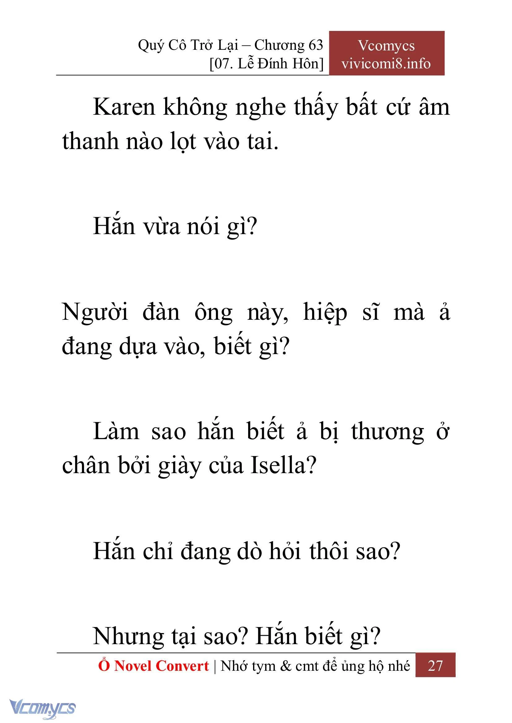 [Novel] Quý Cô Trở Lại Chapter  63 - 29