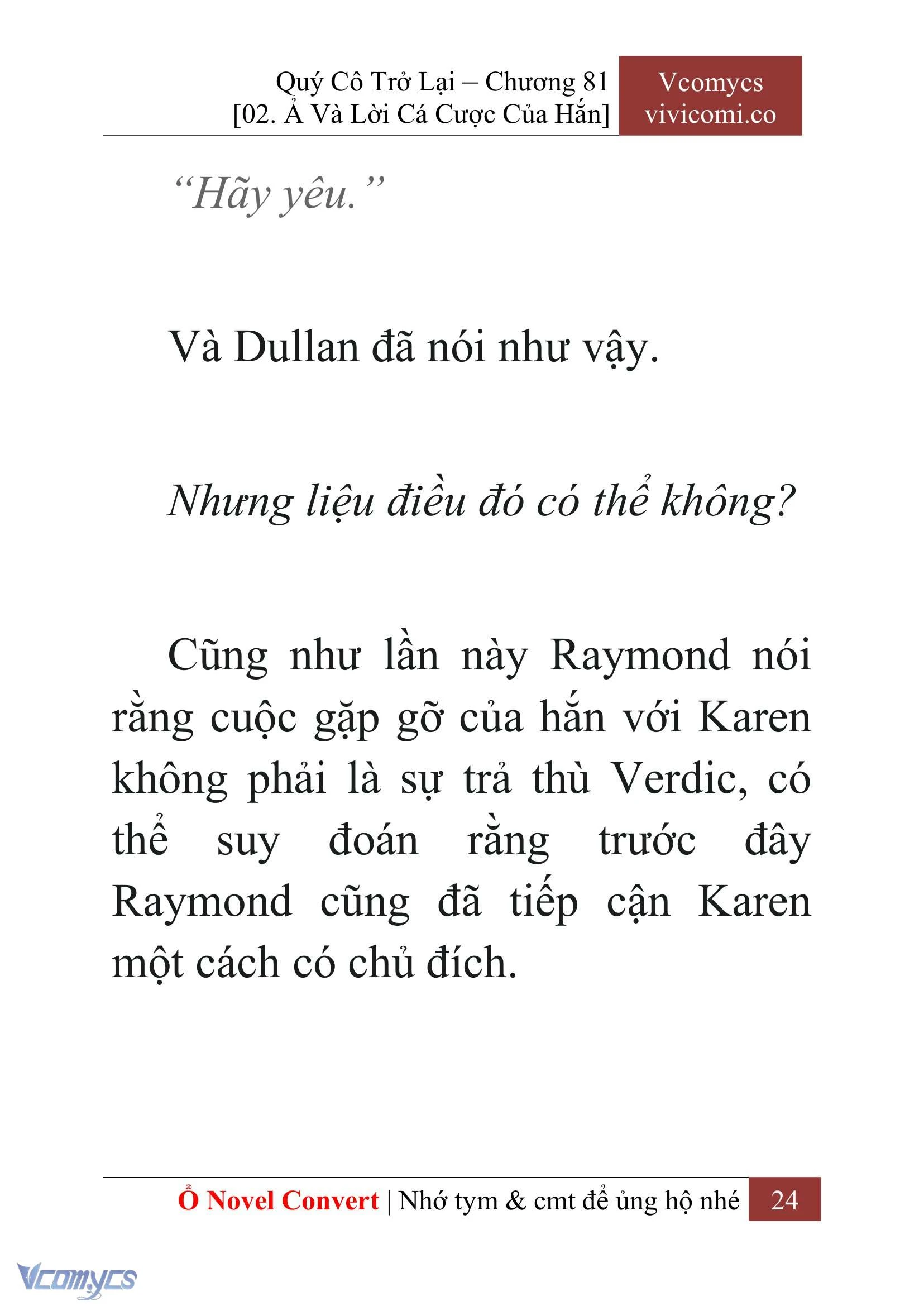[Novel] Quý Cô Trở Lại Chapter  81 - 26