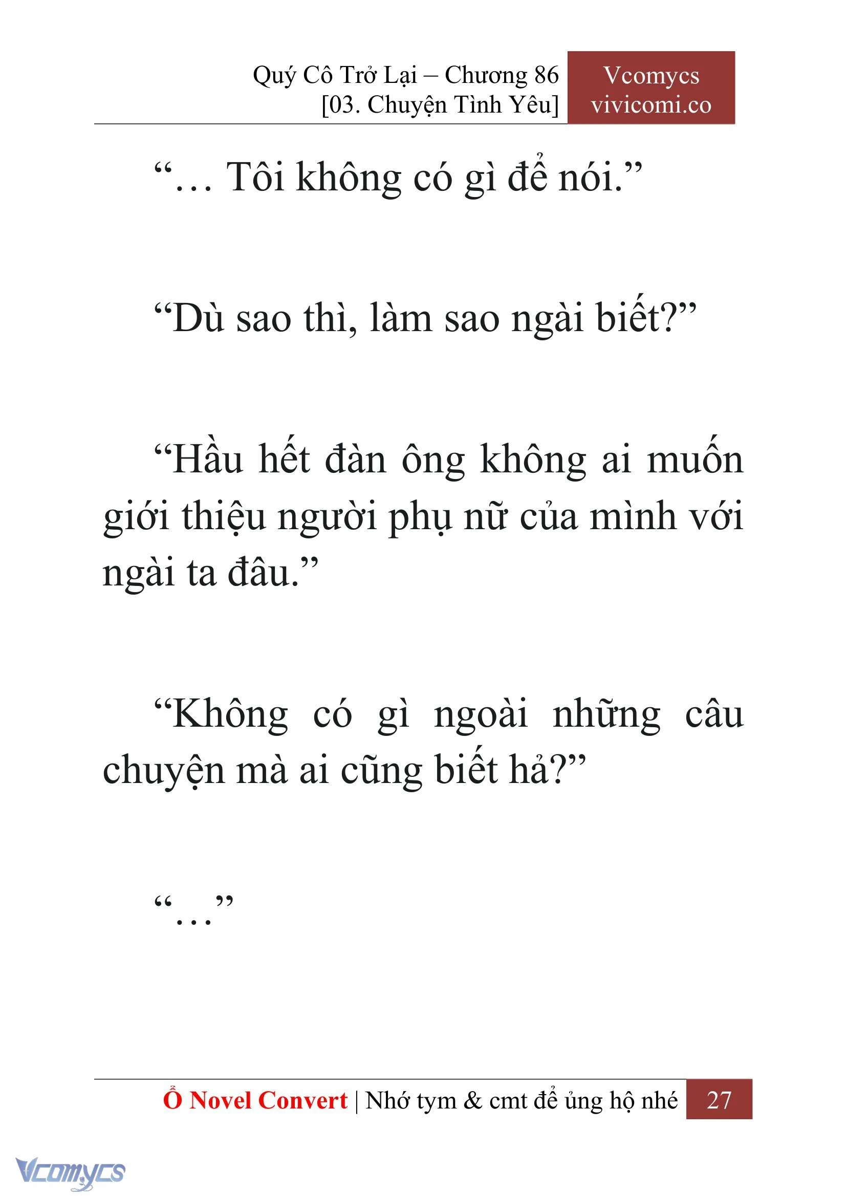 [Novel] Quý Cô Trở Lại Chapter  86 - 29