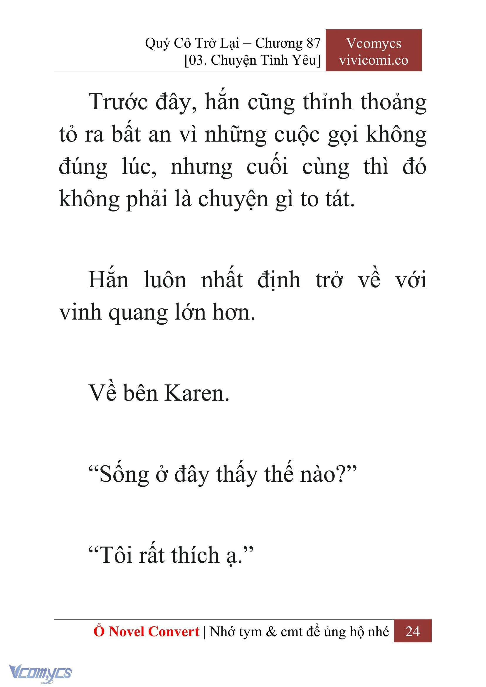 [Novel] Quý Cô Trở Lại Chapter  87 - 26