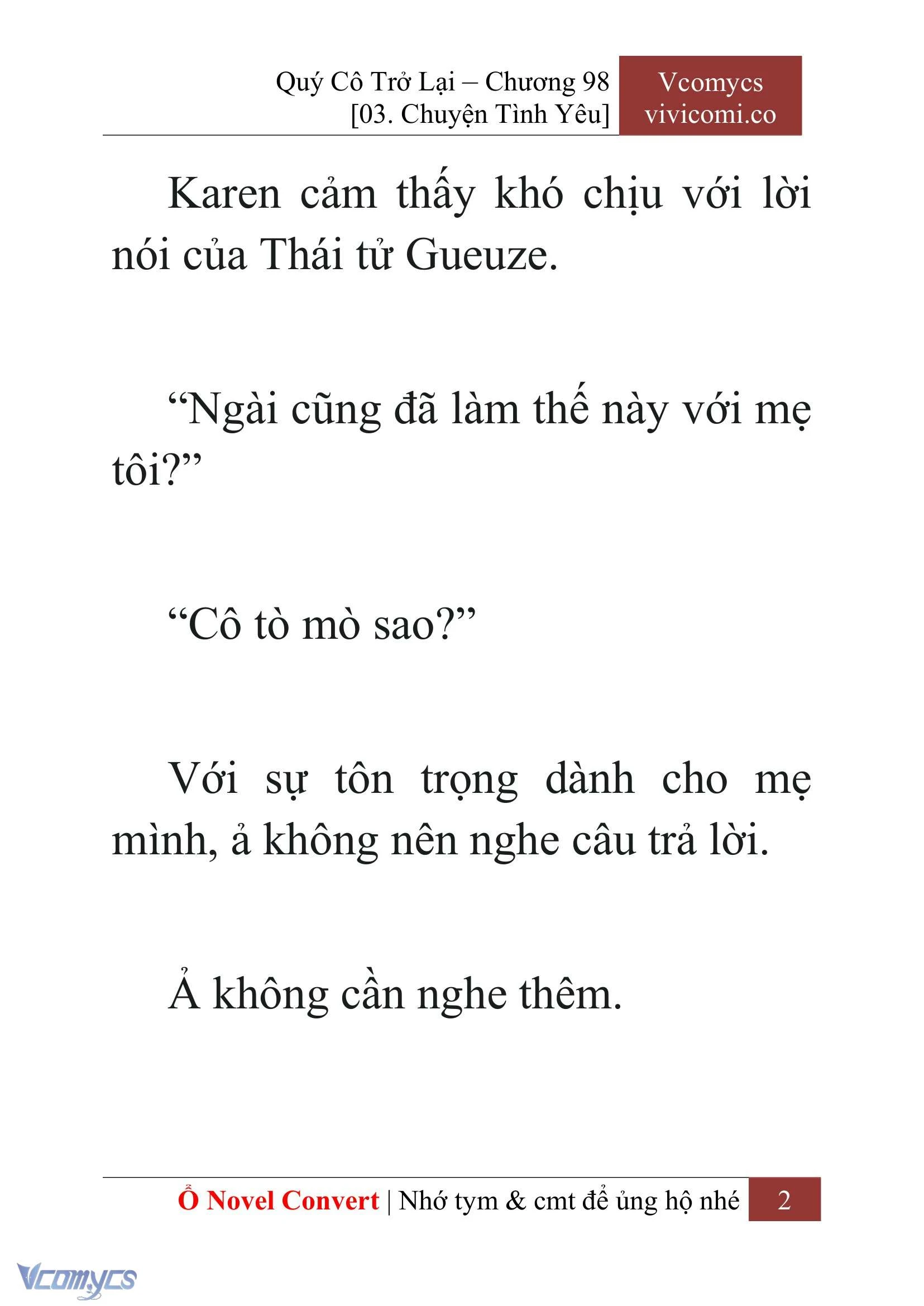 [Novel] Quý Cô Trở Lại Chapter  98 - 4