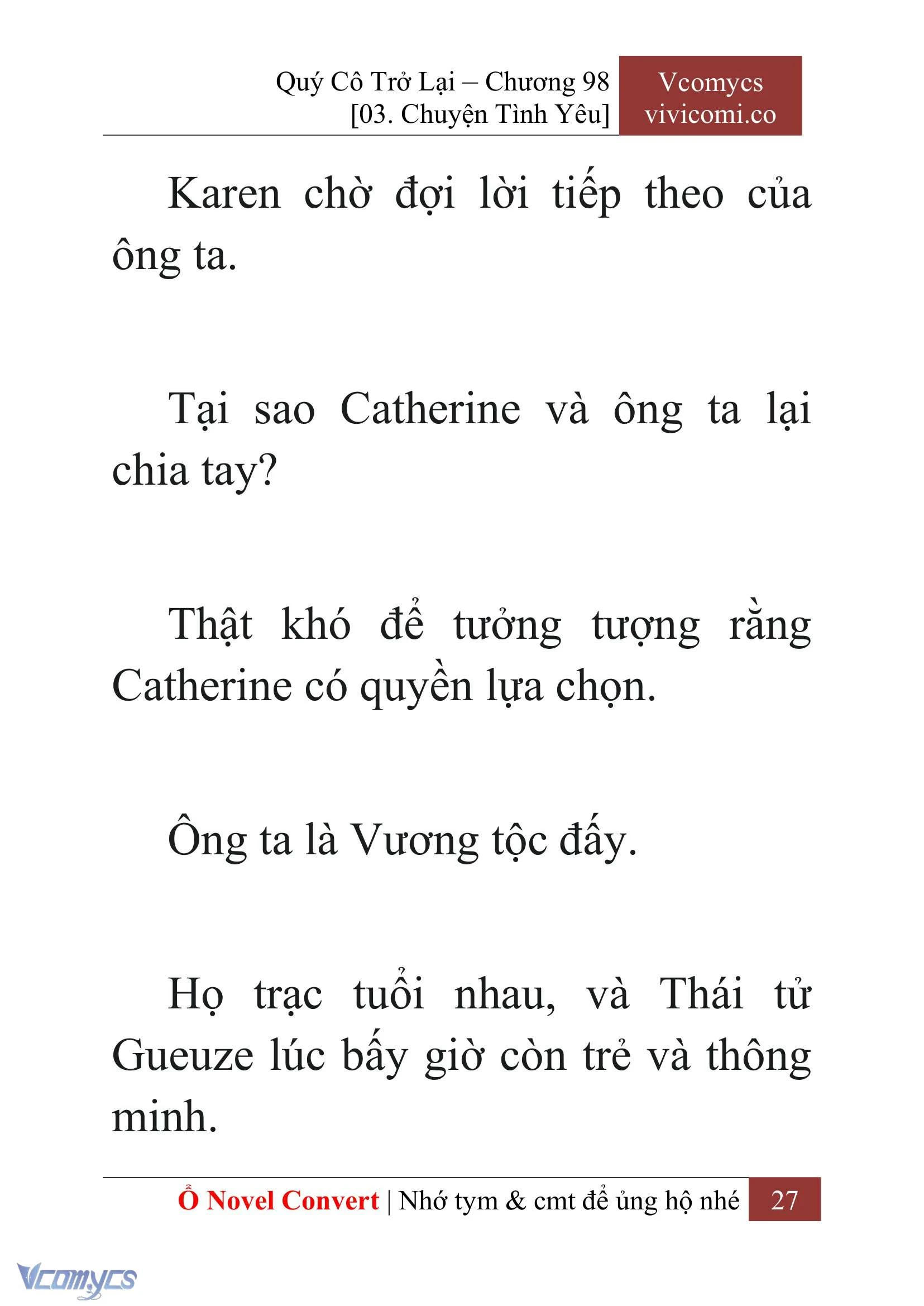 [Novel] Quý Cô Trở Lại Chapter  98 - 29