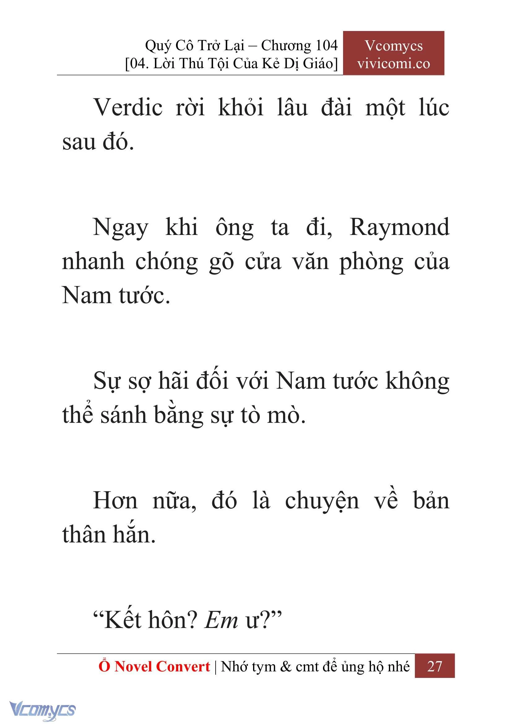 [Novel] Quý Cô Trở Lại Chapter  104 - 29