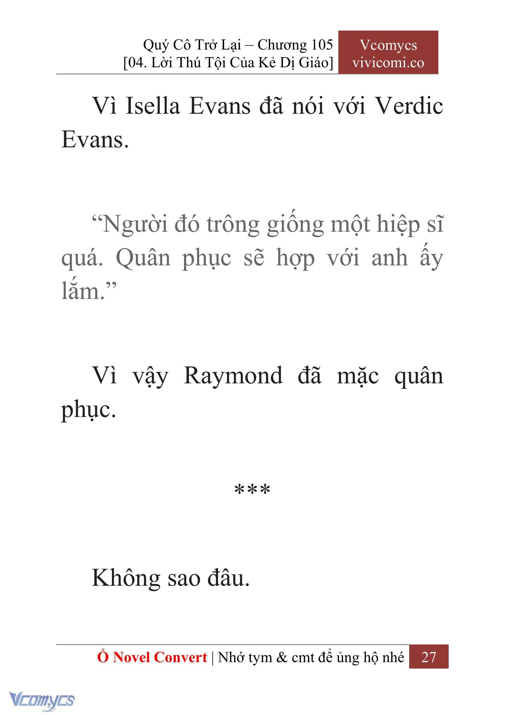 [Novel] Quý Cô Trở Lại Chapter  105 - 29