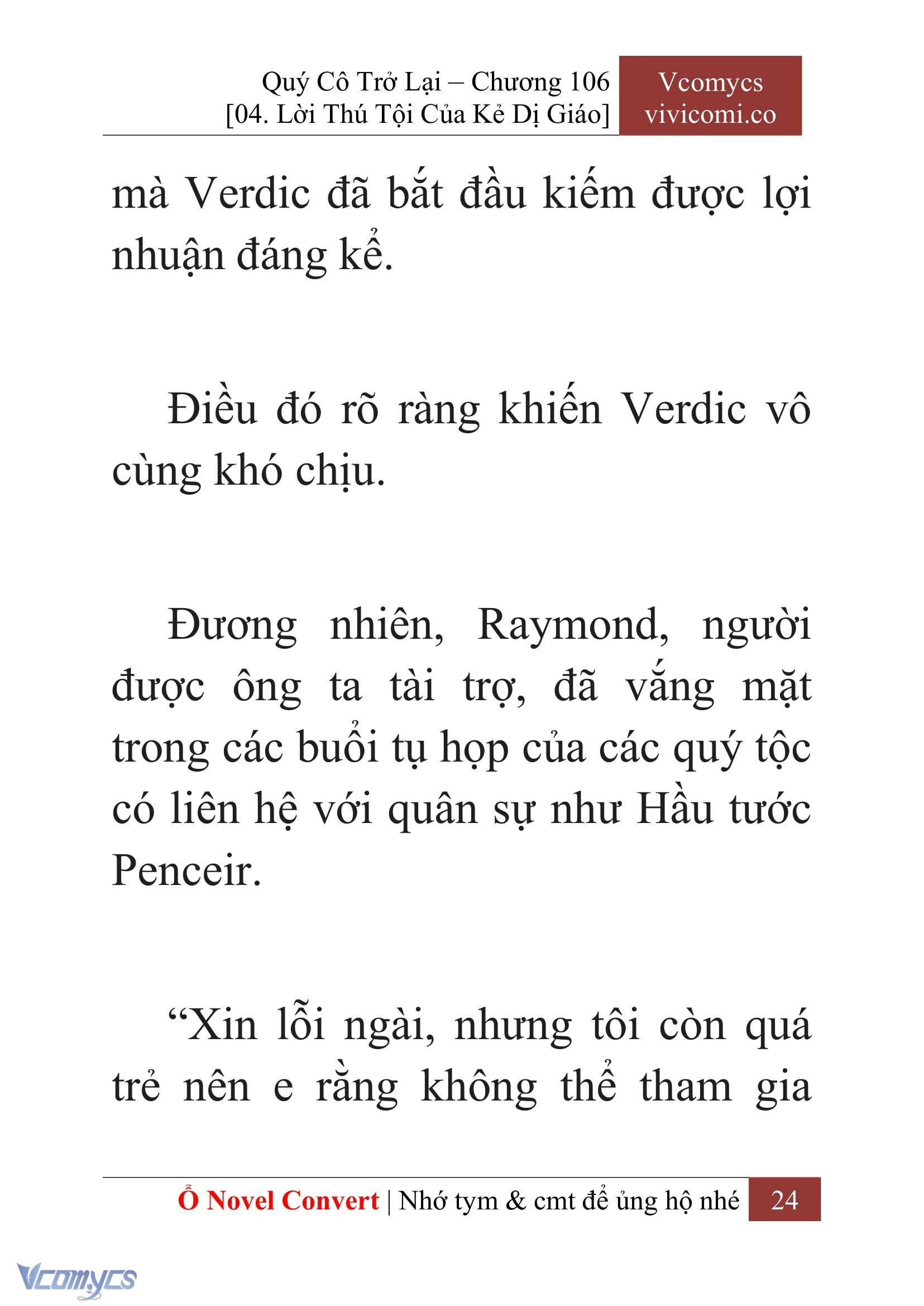 [Novel] Quý Cô Trở Lại Chapter  106 - 26