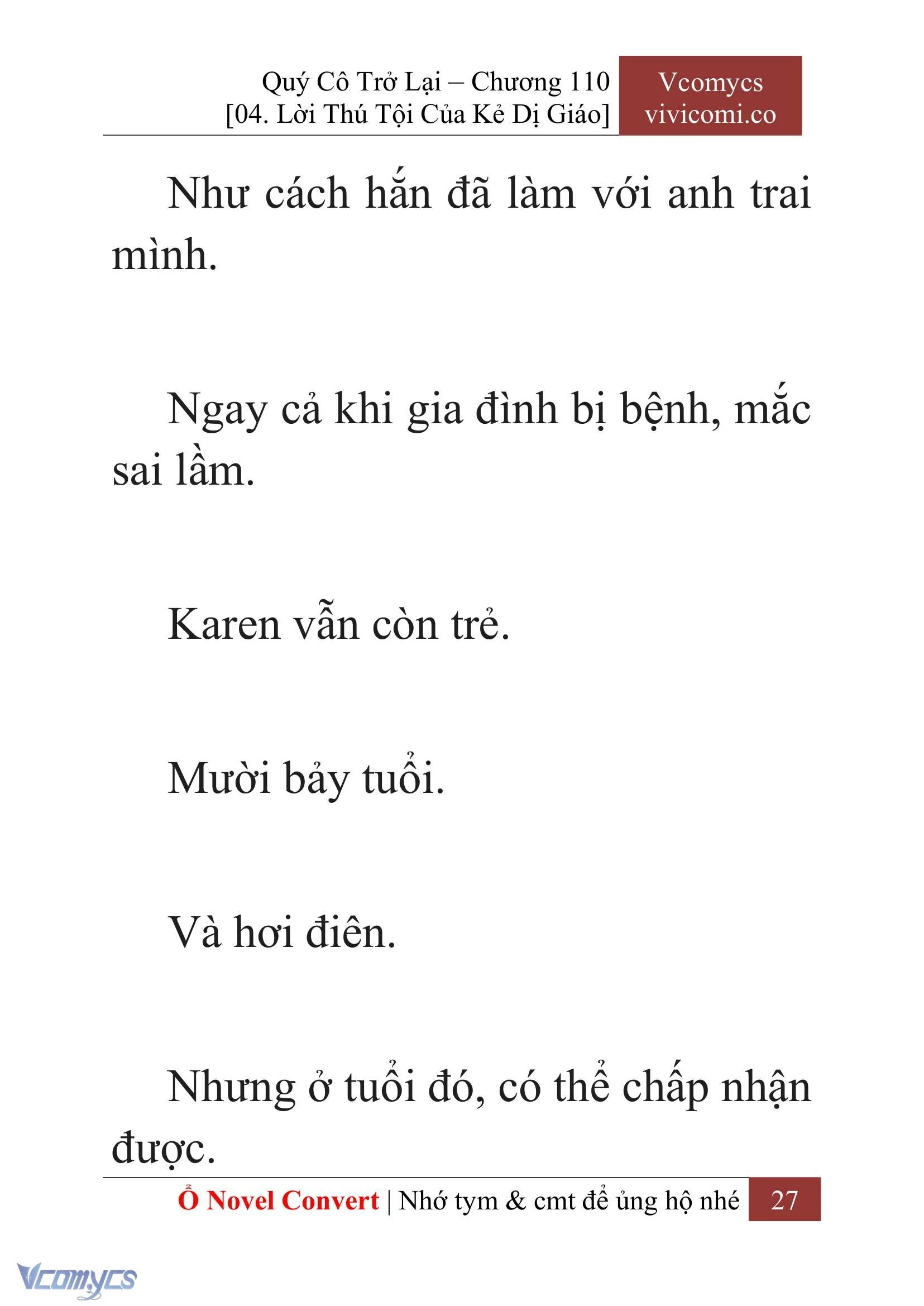 [Novel] Quý Cô Trở Lại Chapter  110 - 29