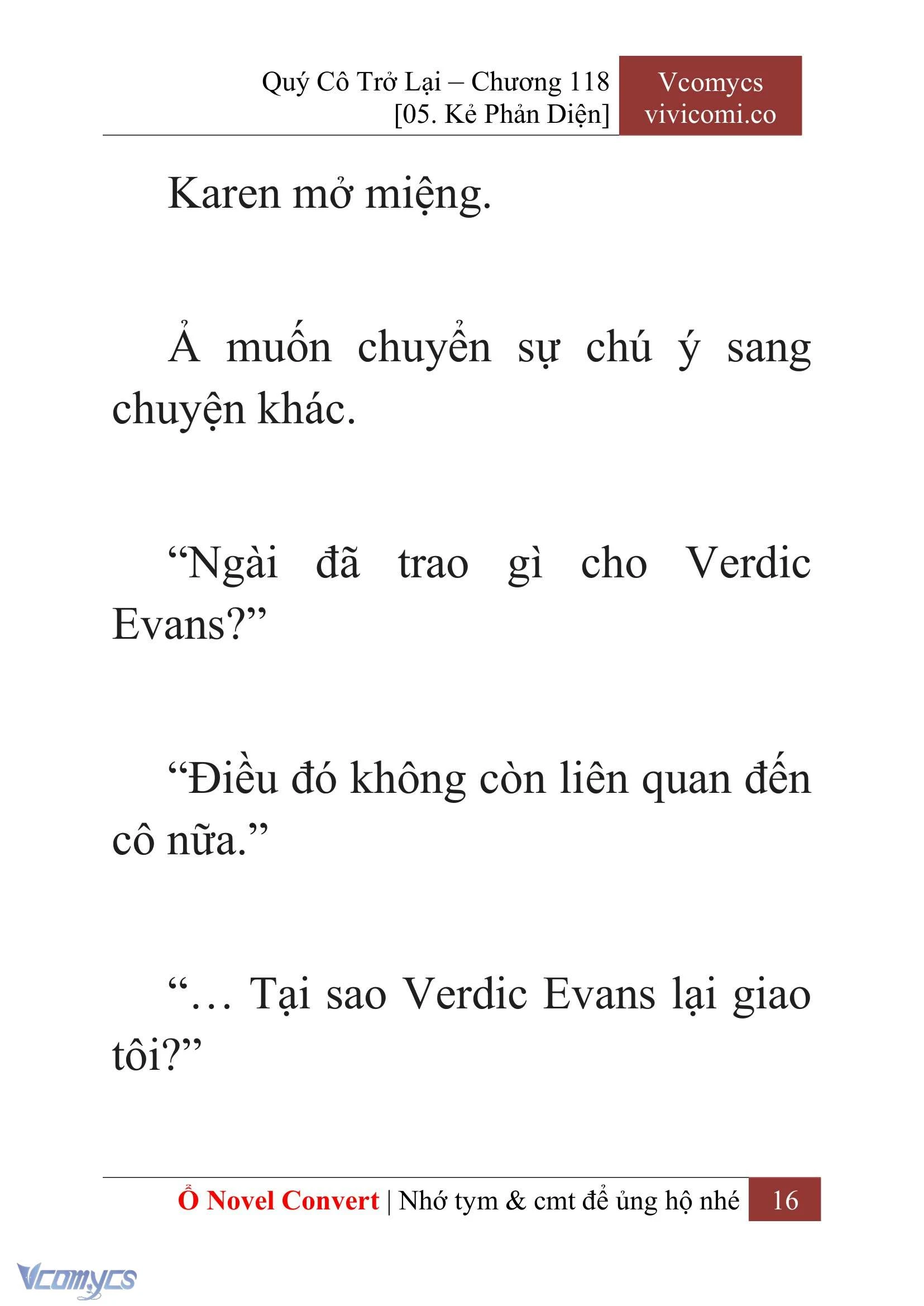 [Novel] Quý Cô Trở Lại Chapter  118 - 18