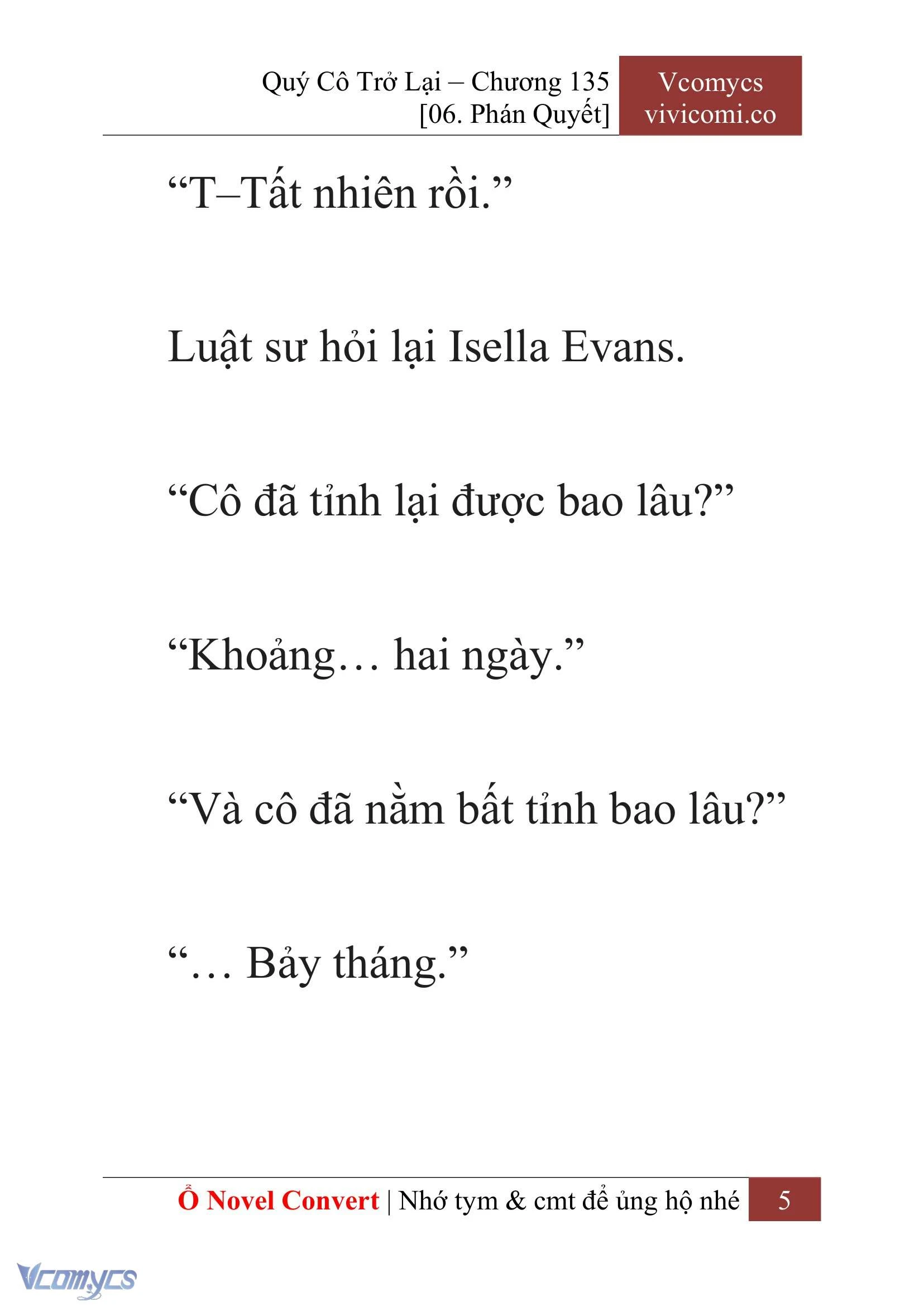 [Novel] Quý Cô Trở Lại Chapter  135 - 7