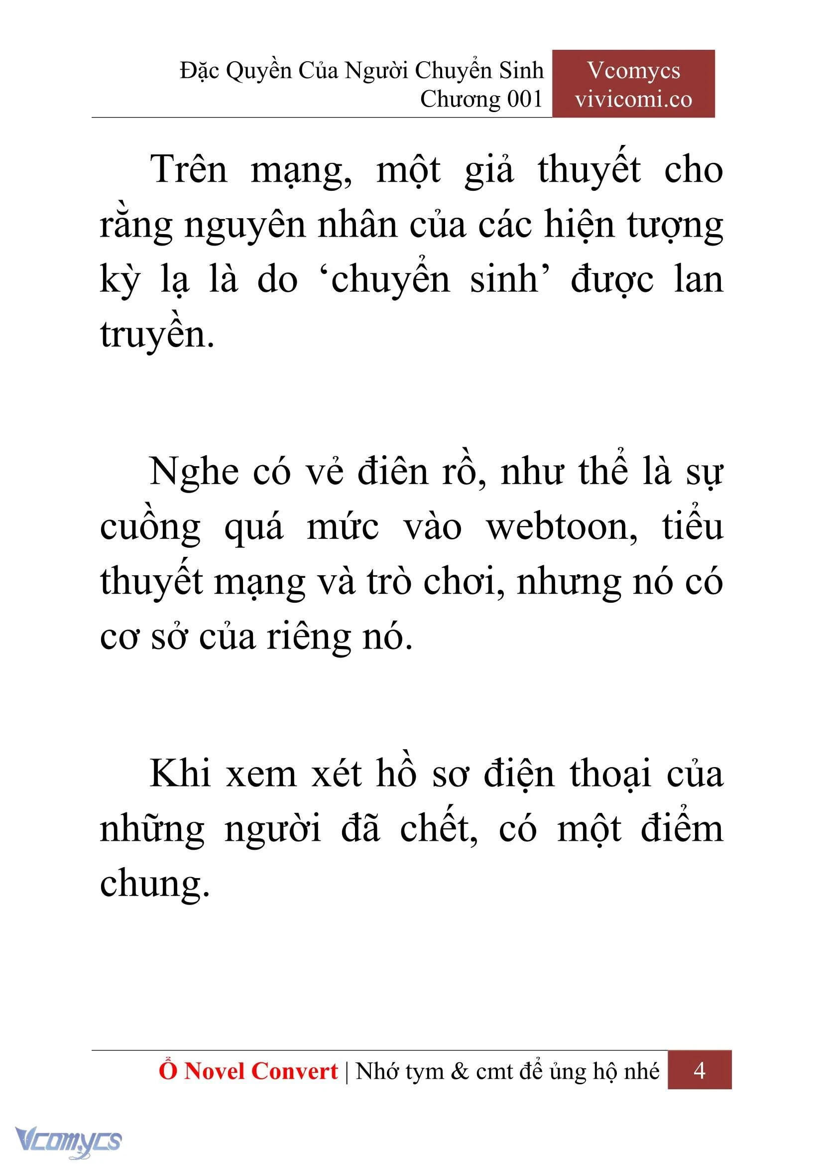 [Novel] Đặc Quyền Của Người Chuyển Sinh Chapter  1 - 6