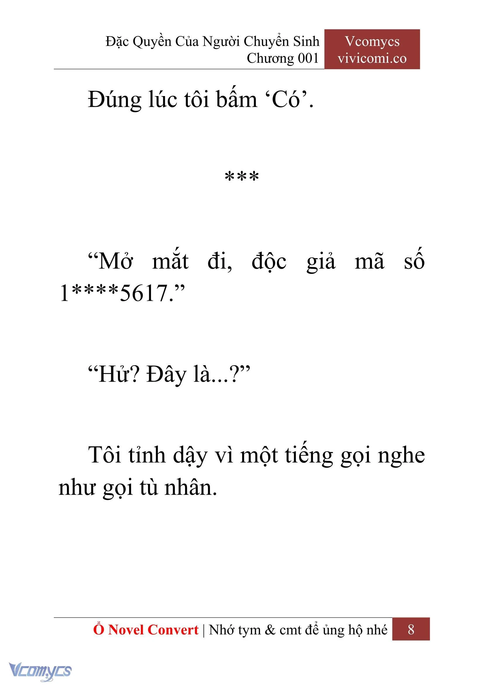 [Novel] Đặc Quyền Của Người Chuyển Sinh Chapter  1 - 10