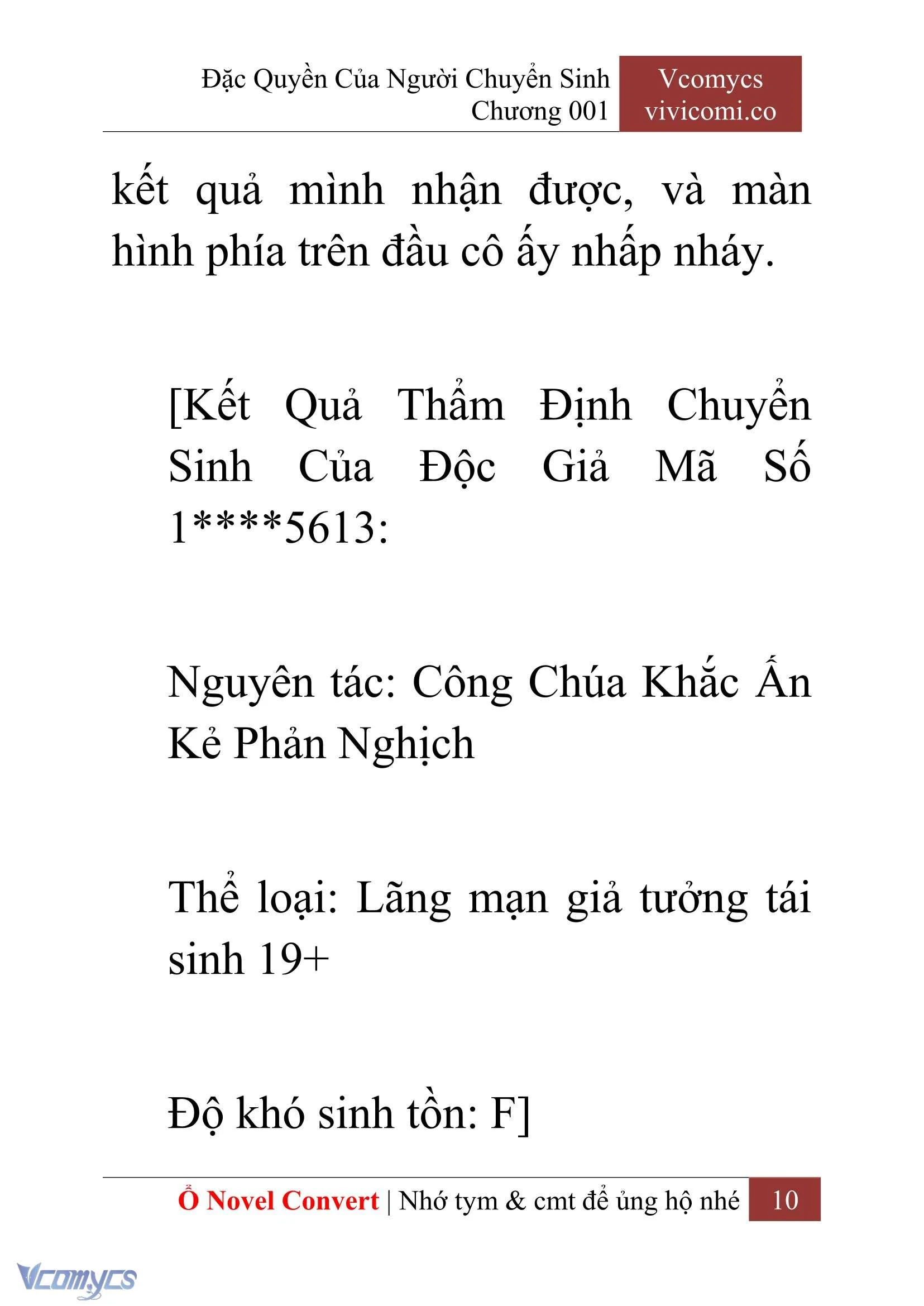 [Novel] Đặc Quyền Của Người Chuyển Sinh Chapter  1 - 12