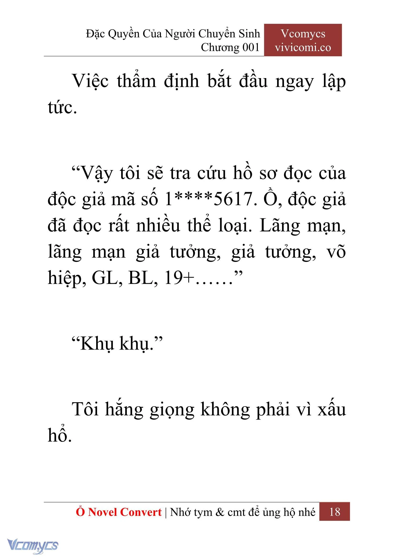 [Novel] Đặc Quyền Của Người Chuyển Sinh Chapter  1 - 20
