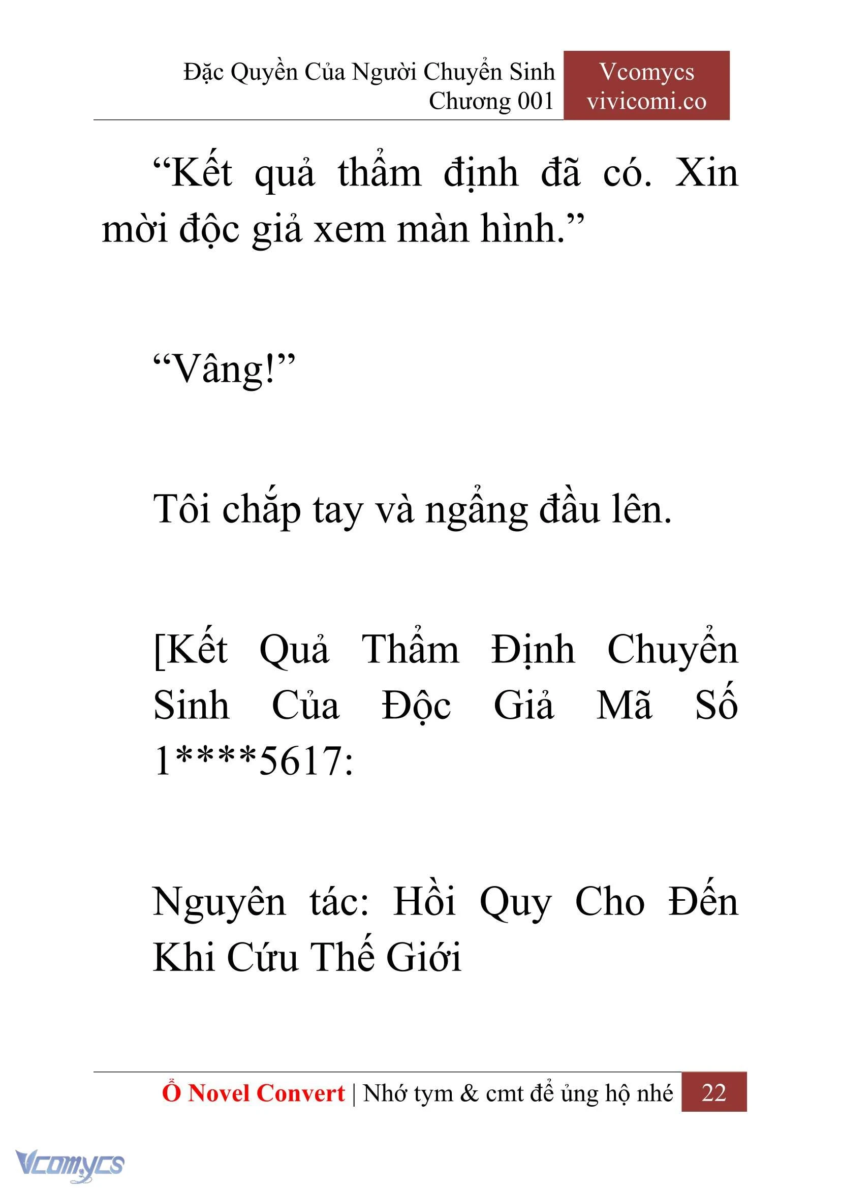[Novel] Đặc Quyền Của Người Chuyển Sinh Chapter  1 - 24
