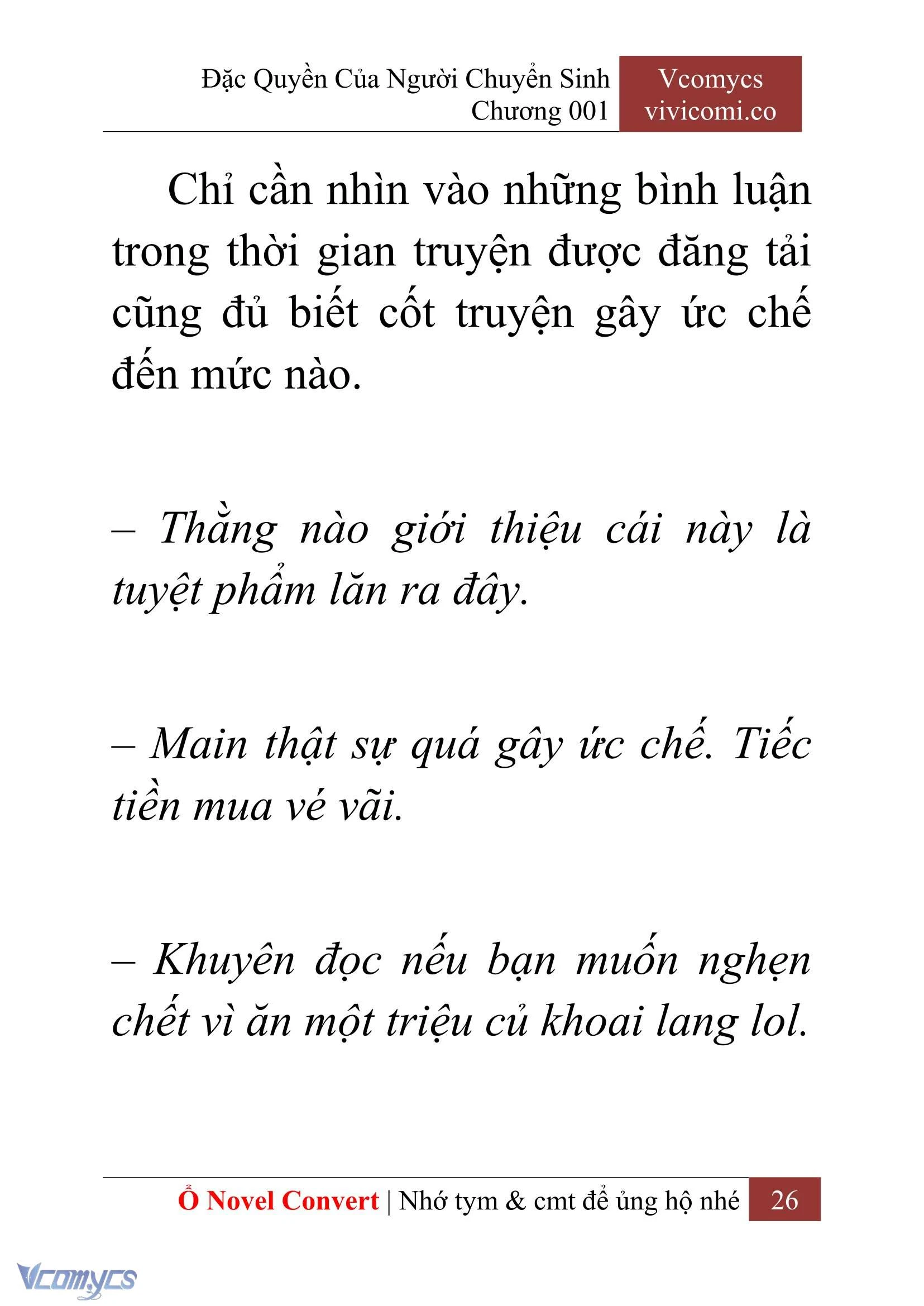 [Novel] Đặc Quyền Của Người Chuyển Sinh Chapter  1 - 28