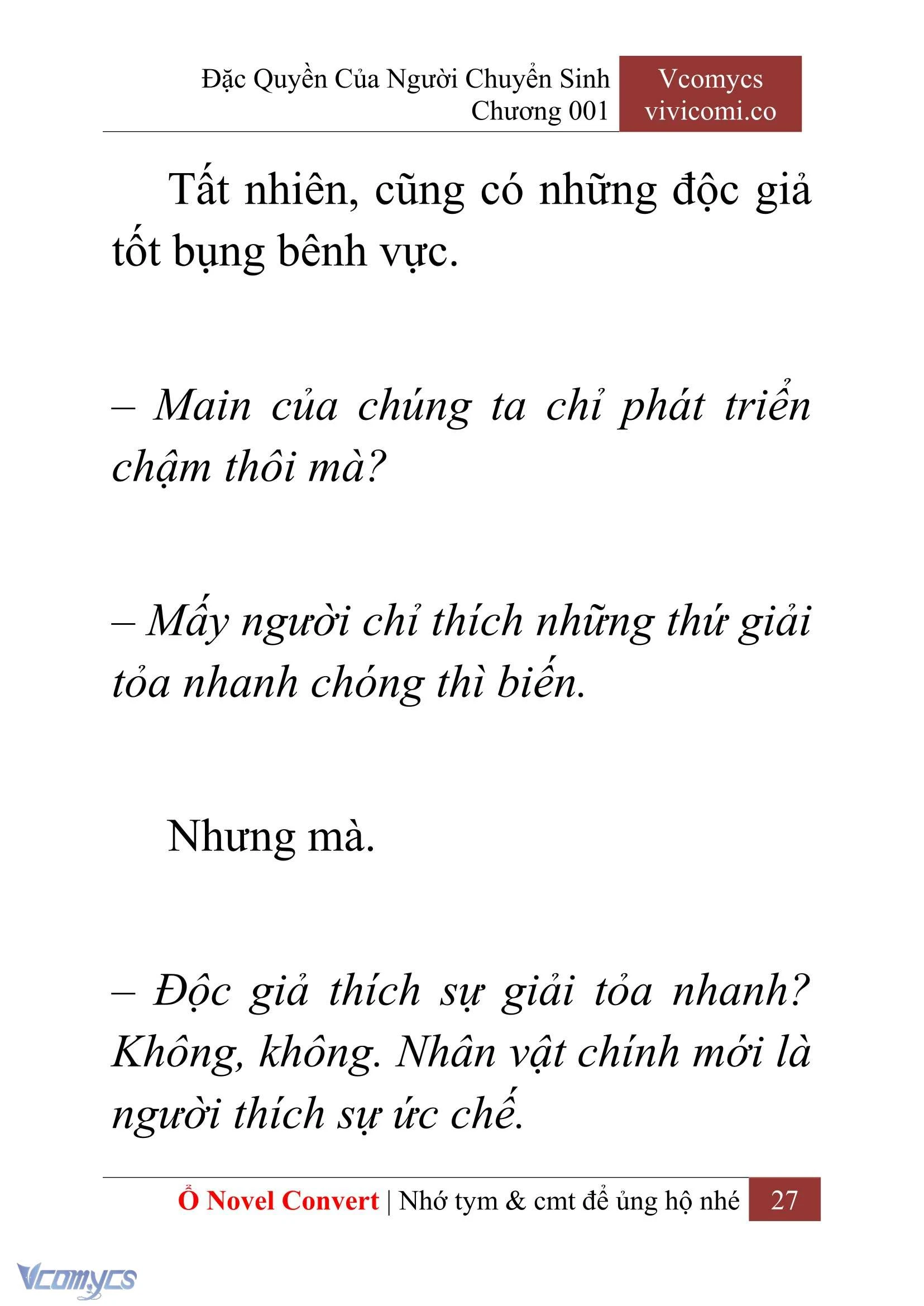 [Novel] Đặc Quyền Của Người Chuyển Sinh Chapter  1 - 29