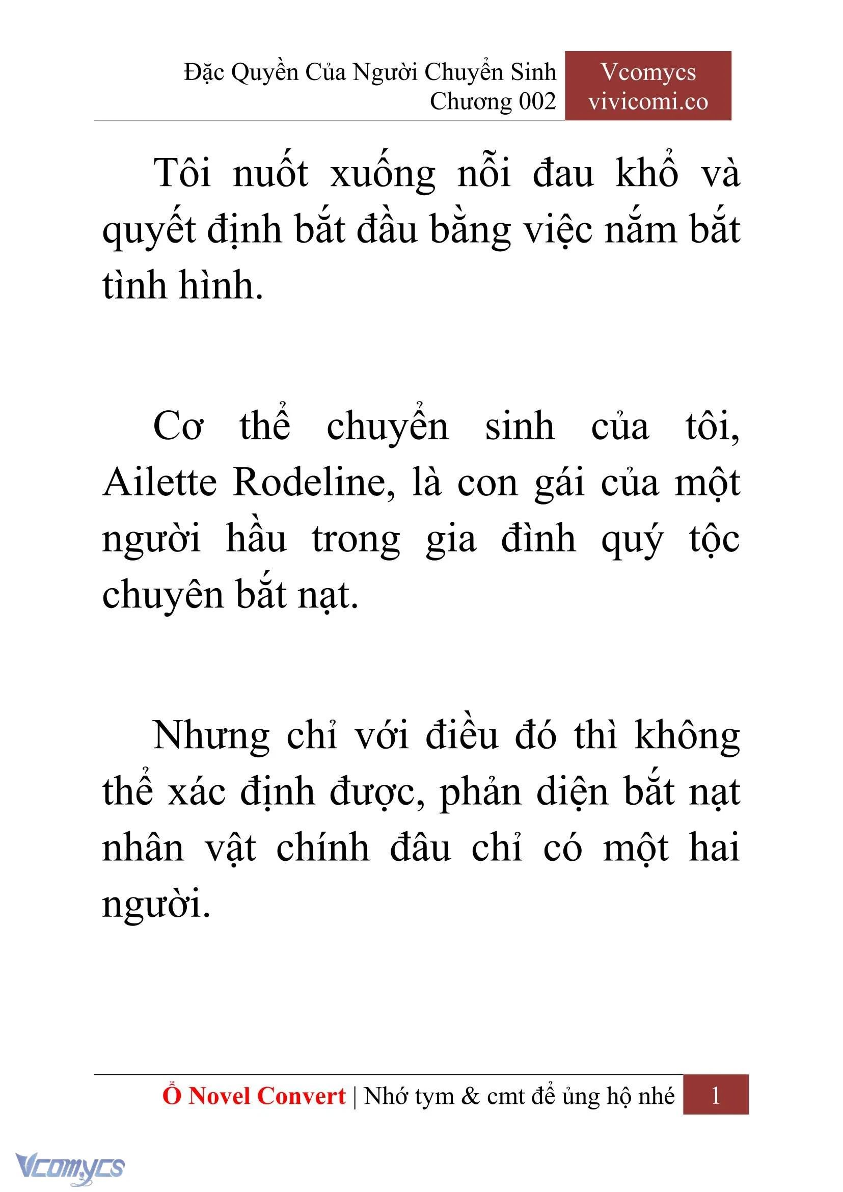 [Novel] Đặc Quyền Của Người Chuyển Sinh Chapter  2 - 3