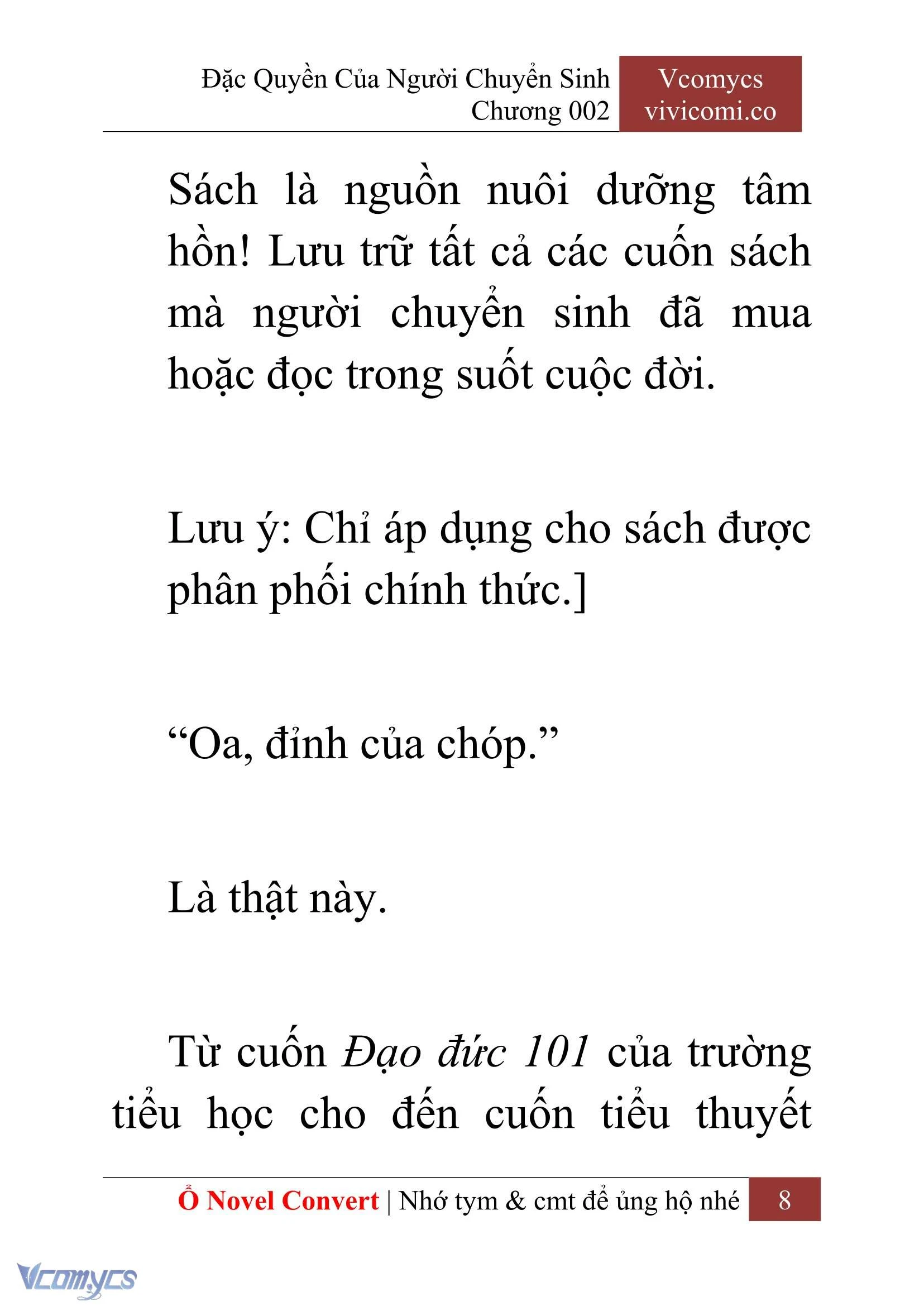 [Novel] Đặc Quyền Của Người Chuyển Sinh Chapter  2 - 10