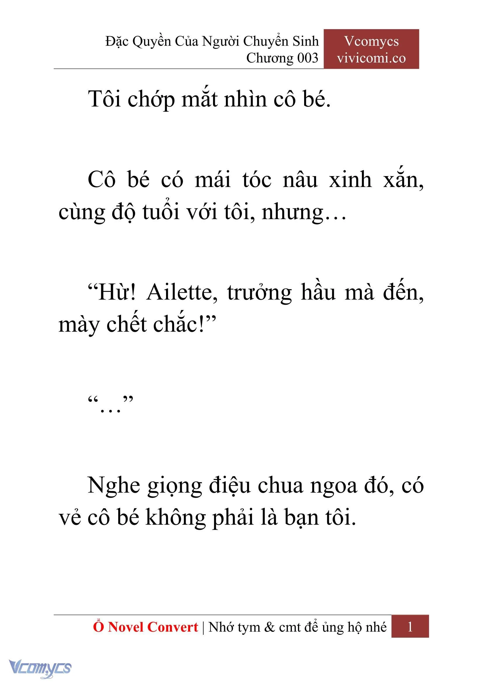 [Novel] Đặc Quyền Của Người Chuyển Sinh Chapter  3 - 3