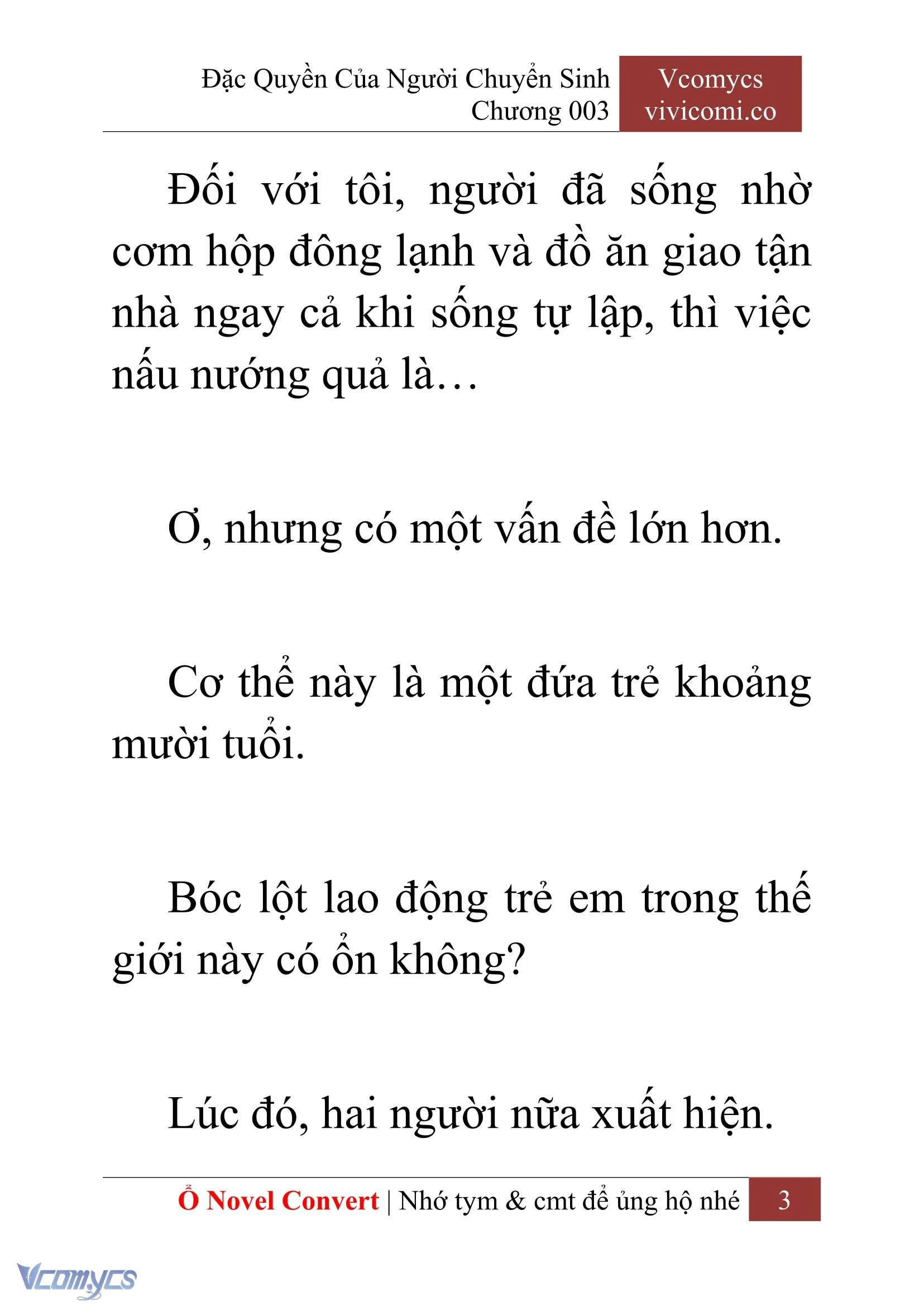 [Novel] Đặc Quyền Của Người Chuyển Sinh Chapter  3 - 5