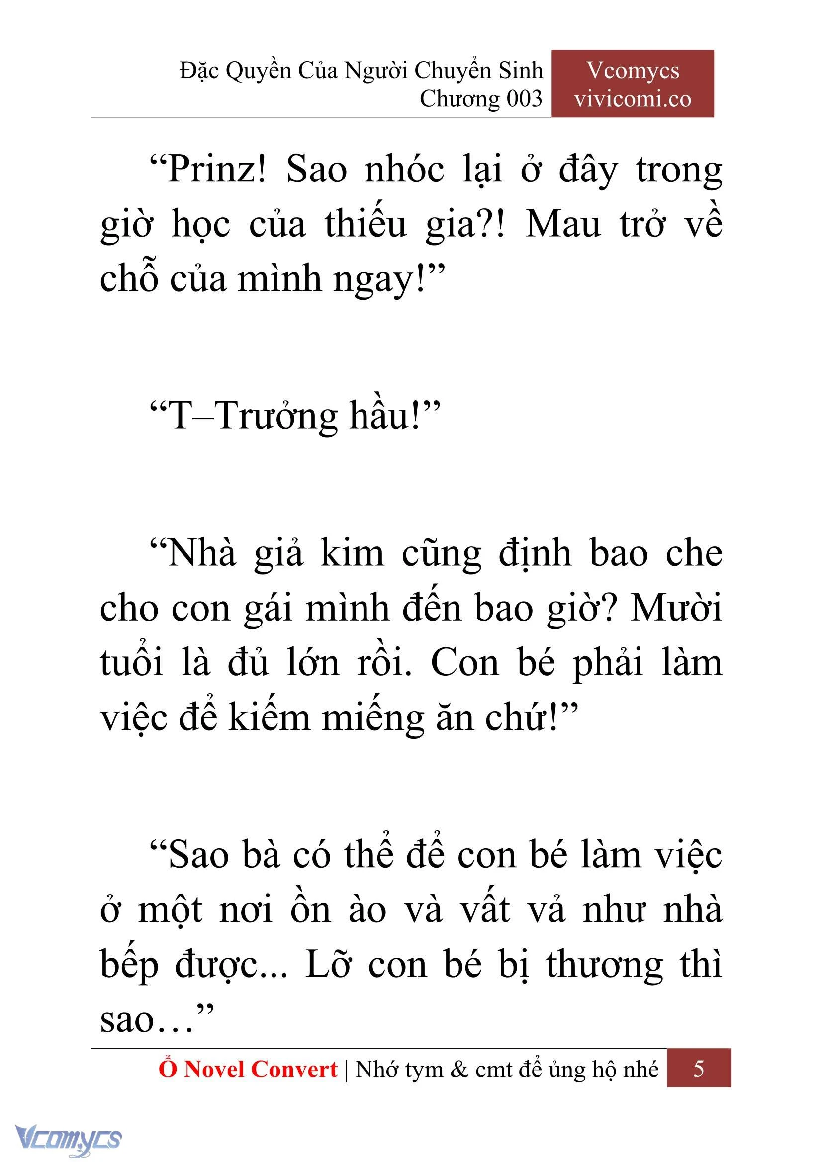 [Novel] Đặc Quyền Của Người Chuyển Sinh Chapter  3 - 7