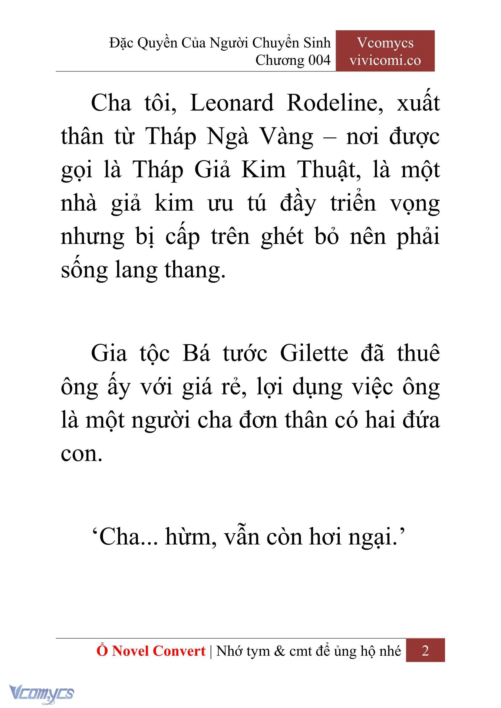 [Novel] Đặc Quyền Của Người Chuyển Sinh Chapter  4 - 4