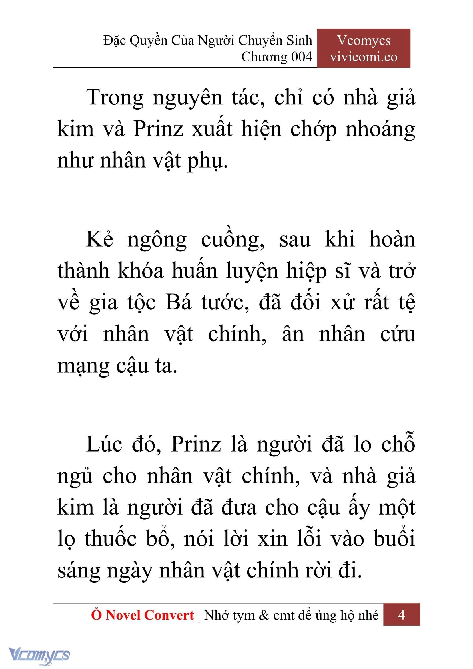[Novel] Đặc Quyền Của Người Chuyển Sinh Chapter  4 - 6