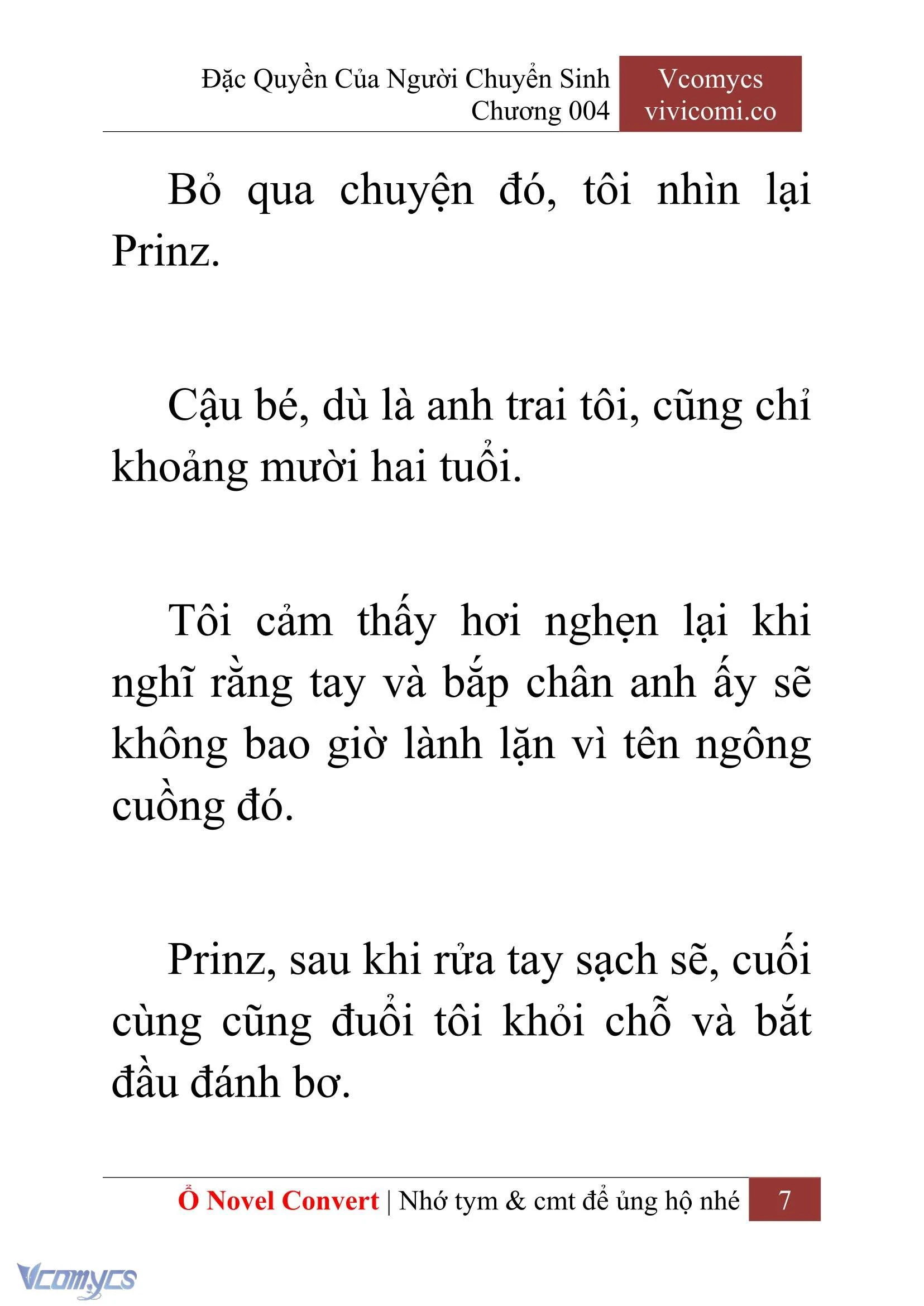 [Novel] Đặc Quyền Của Người Chuyển Sinh Chapter  4 - 9