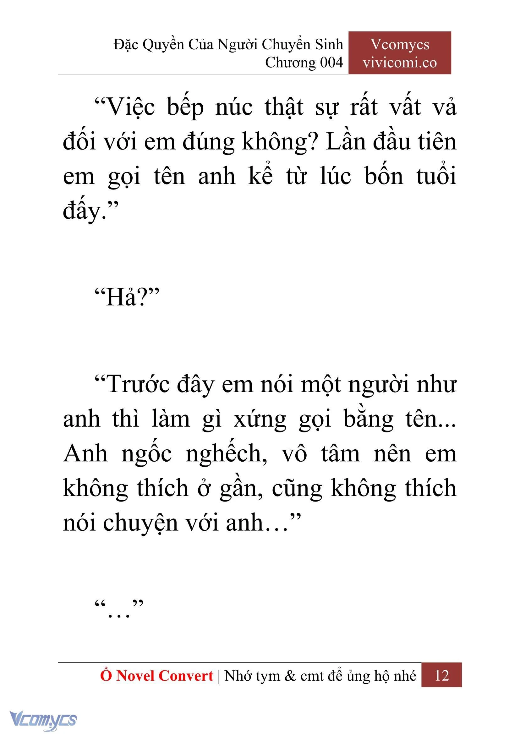 [Novel] Đặc Quyền Của Người Chuyển Sinh Chapter  4 - 14
