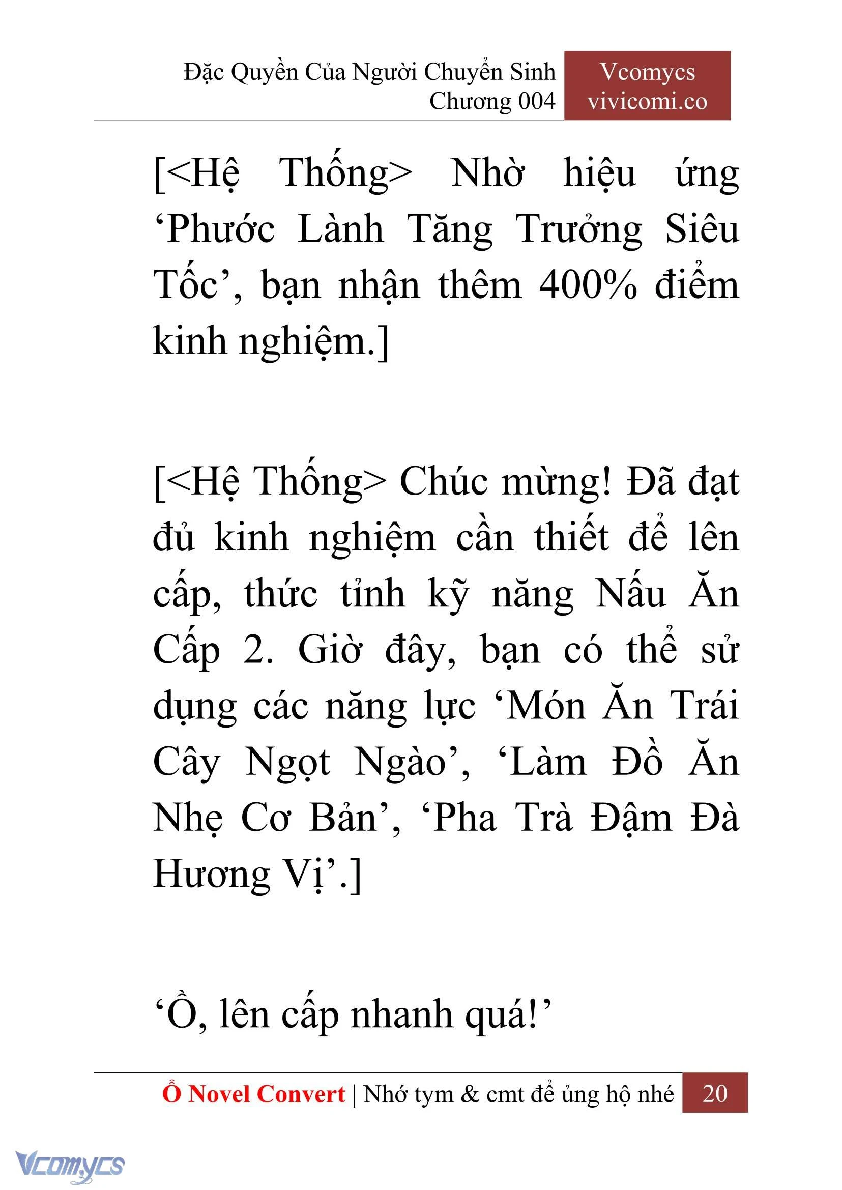 [Novel] Đặc Quyền Của Người Chuyển Sinh Chapter  4 - 22