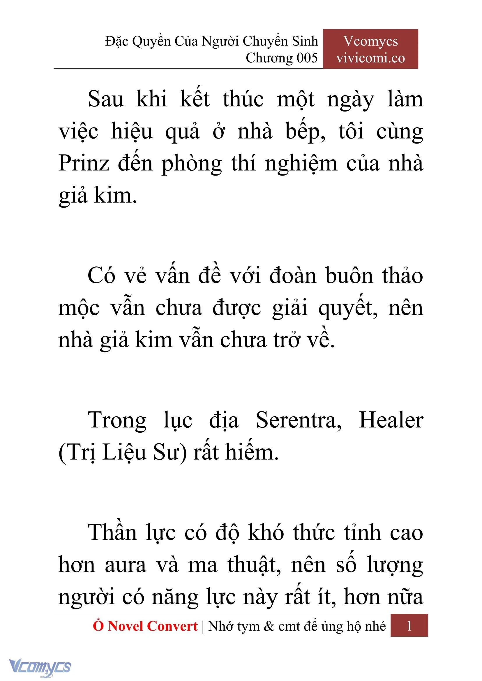 [Novel] Đặc Quyền Của Người Chuyển Sinh Chapter  5 - 3
