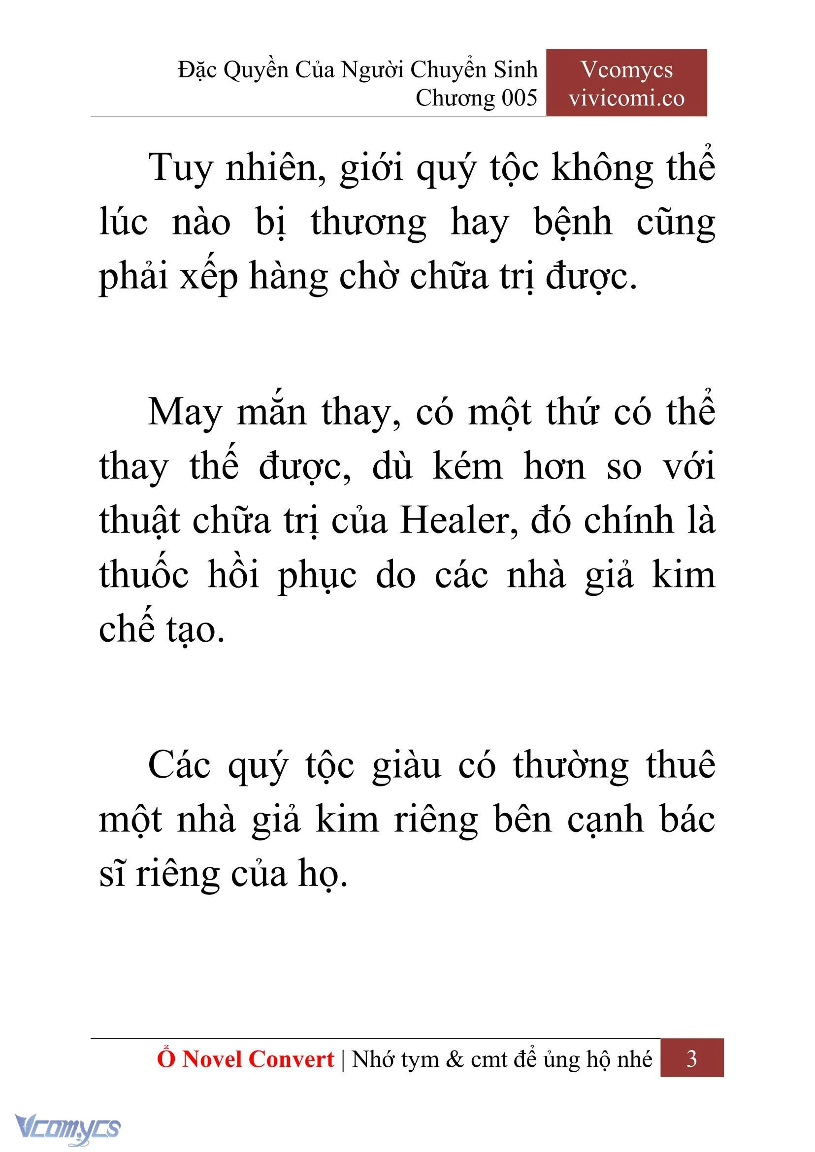[Novel] Đặc Quyền Của Người Chuyển Sinh Chapter  5 - 5