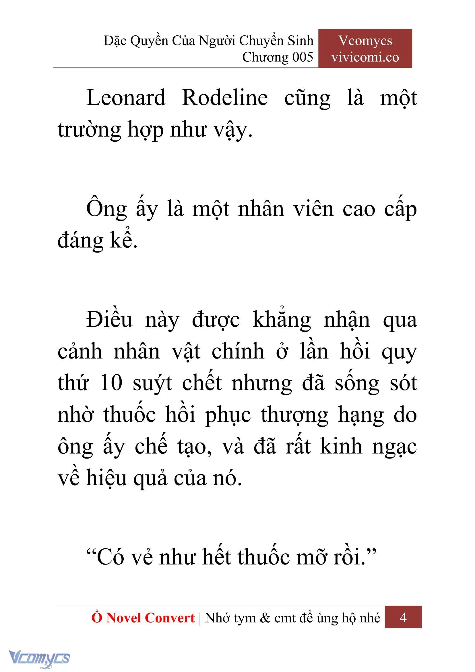 [Novel] Đặc Quyền Của Người Chuyển Sinh Chapter  5 - 6