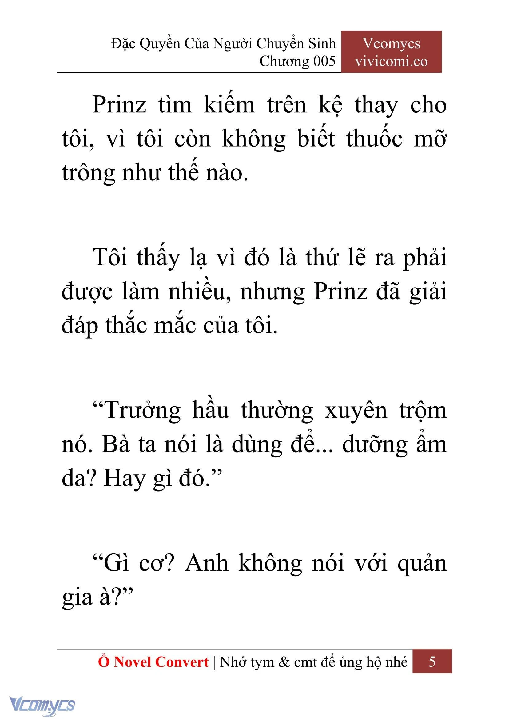 [Novel] Đặc Quyền Của Người Chuyển Sinh Chapter  5 - 7