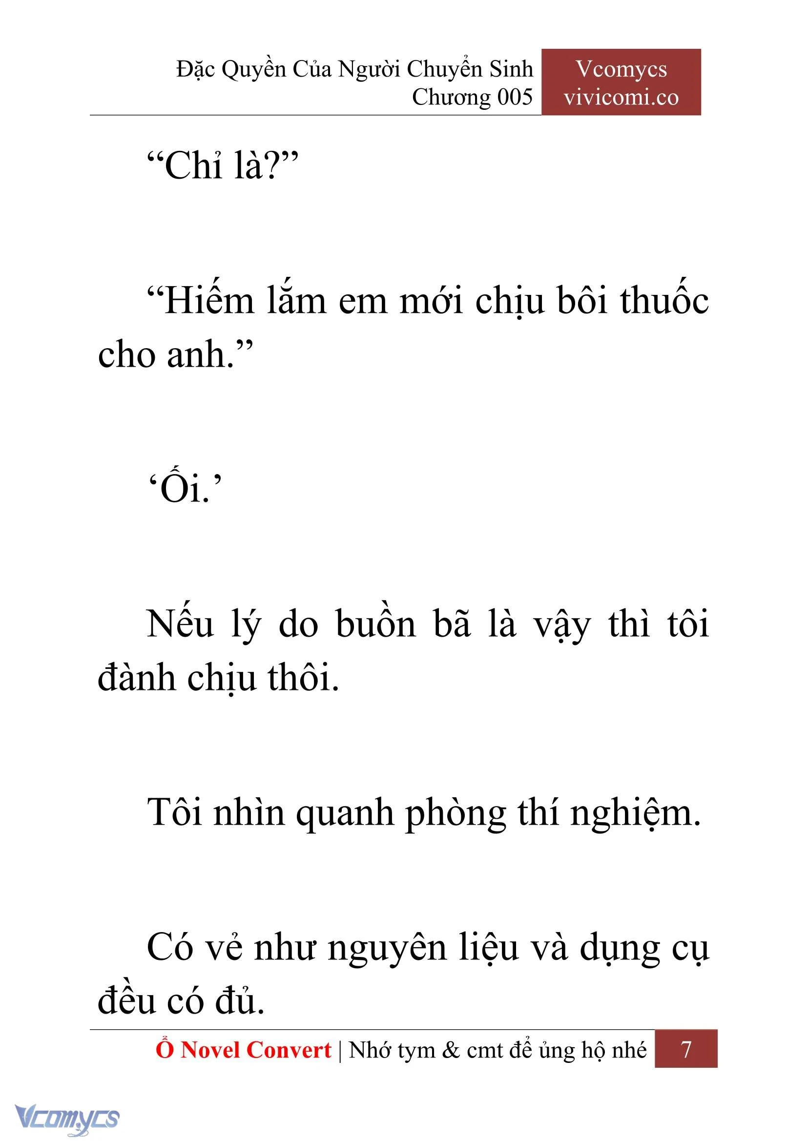 [Novel] Đặc Quyền Của Người Chuyển Sinh Chapter  5 - 9