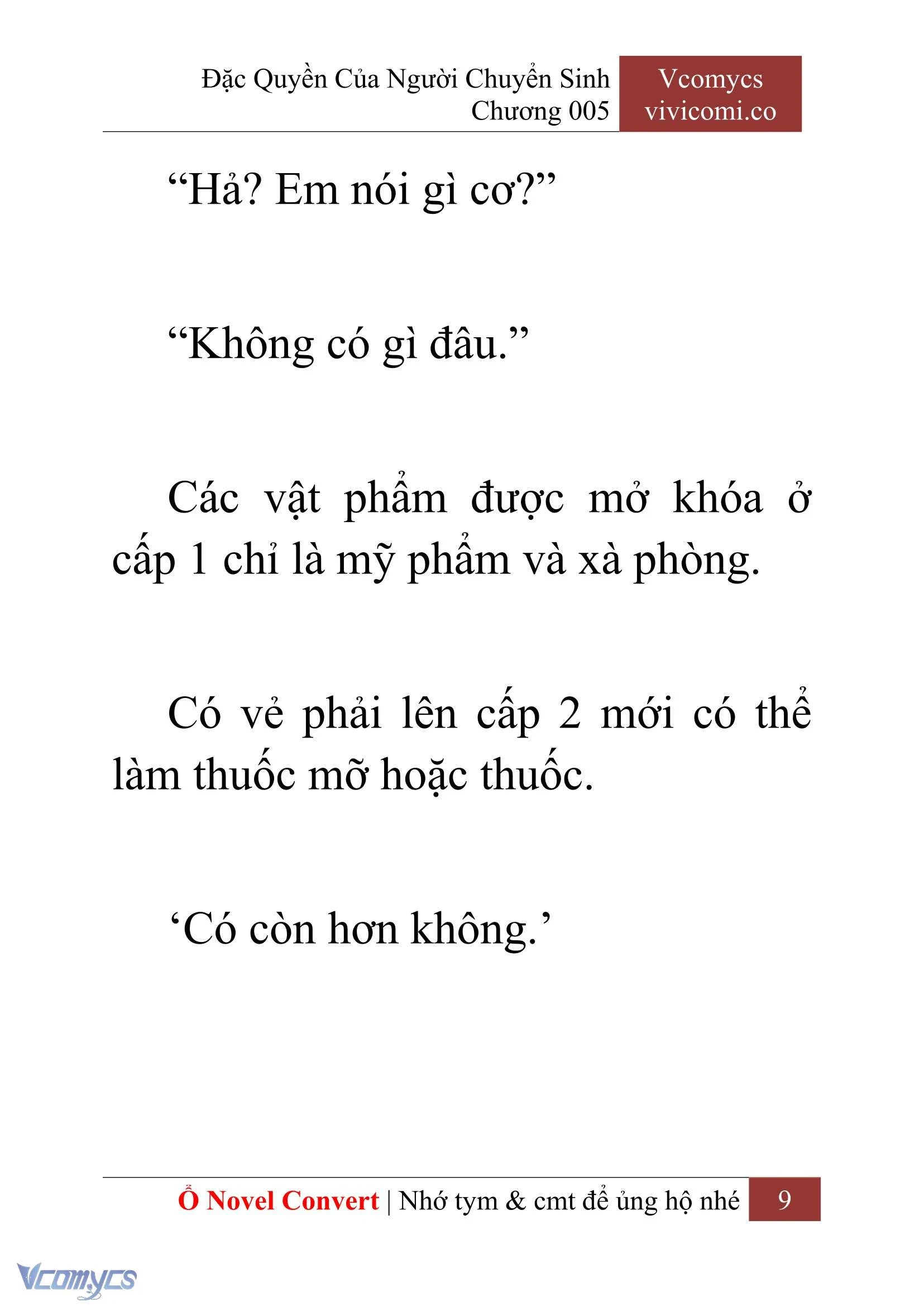 [Novel] Đặc Quyền Của Người Chuyển Sinh Chapter  5 - 11