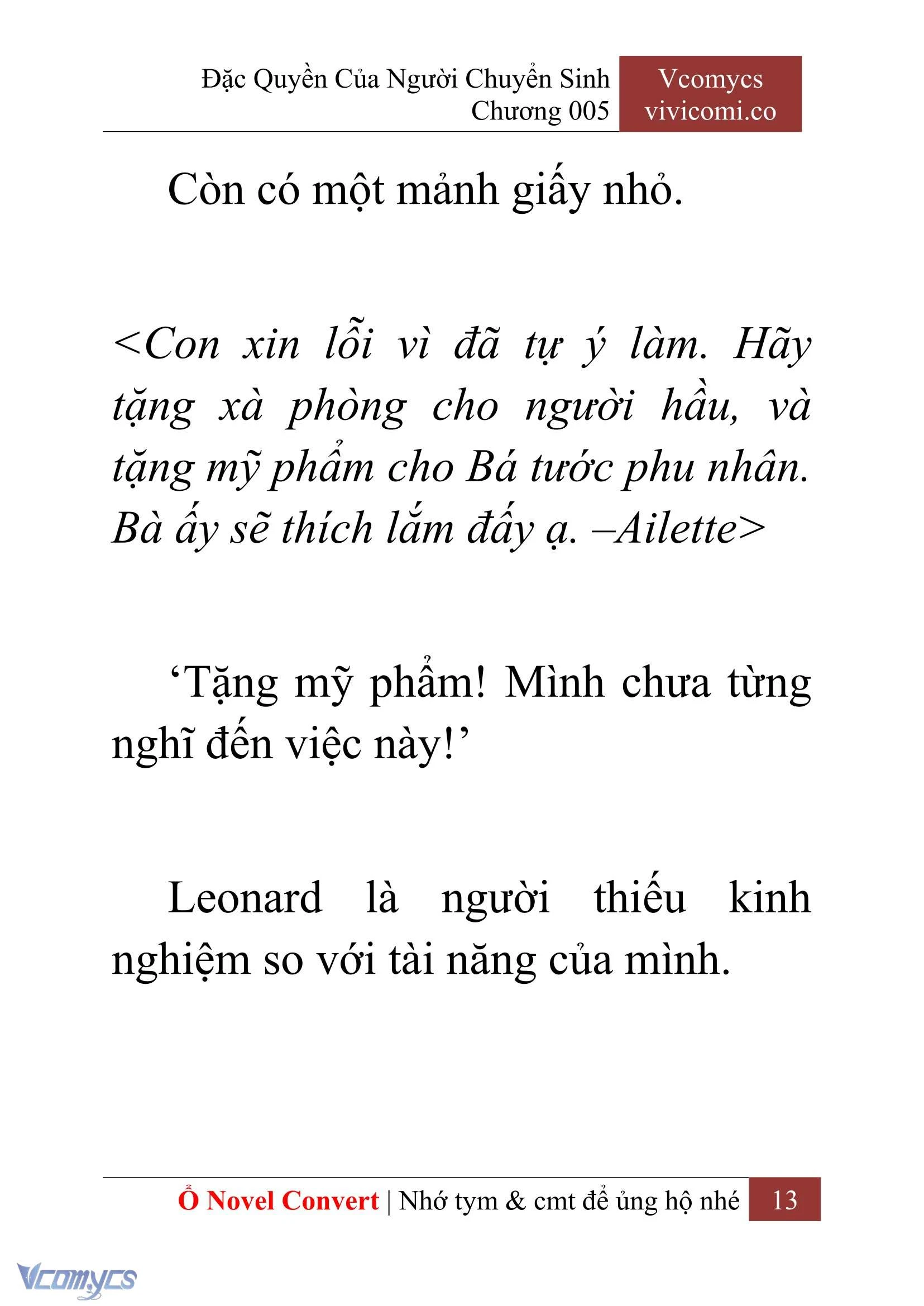 [Novel] Đặc Quyền Của Người Chuyển Sinh Chapter  5 - 15