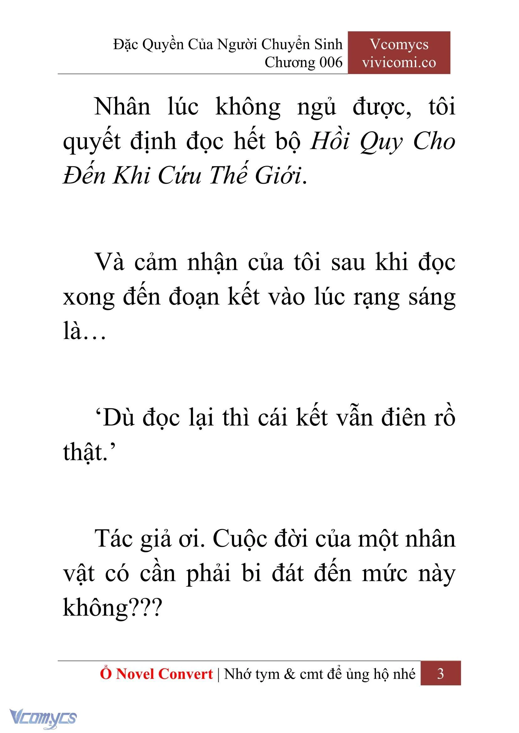 [Novel] Đặc Quyền Của Người Chuyển Sinh Chapter  6 - 5