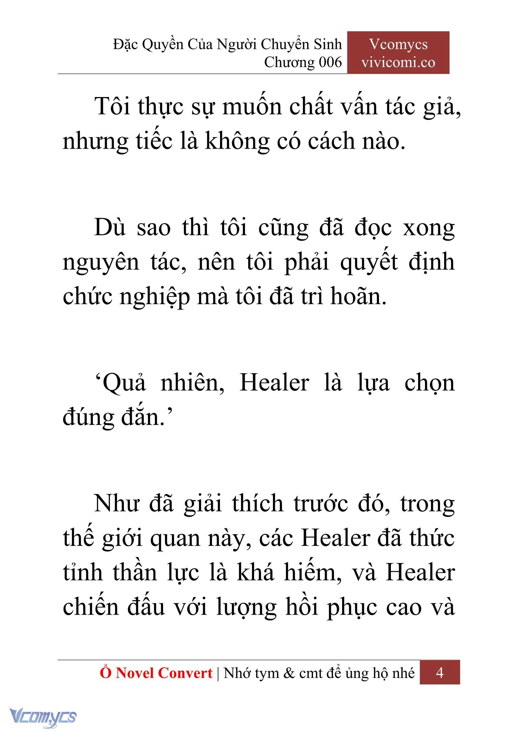 [Novel] Đặc Quyền Của Người Chuyển Sinh Chapter  6 - 6