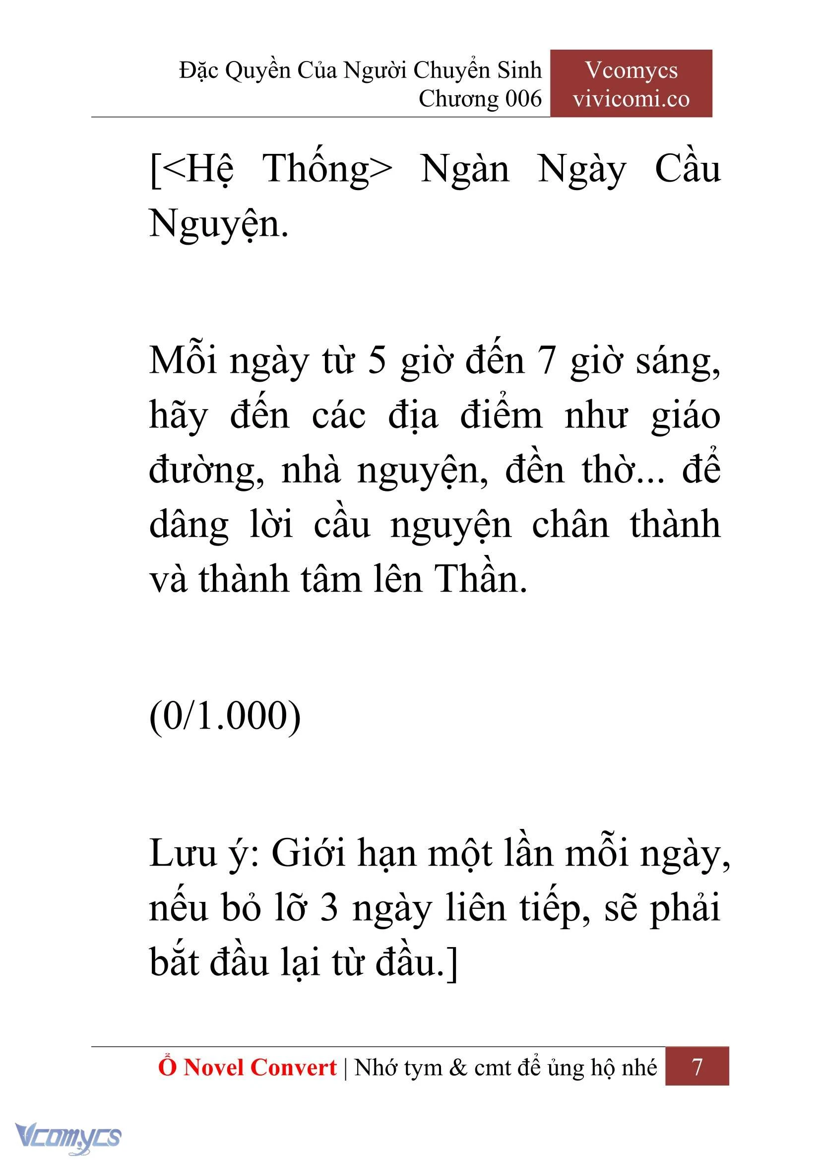[Novel] Đặc Quyền Của Người Chuyển Sinh Chapter  6 - 9