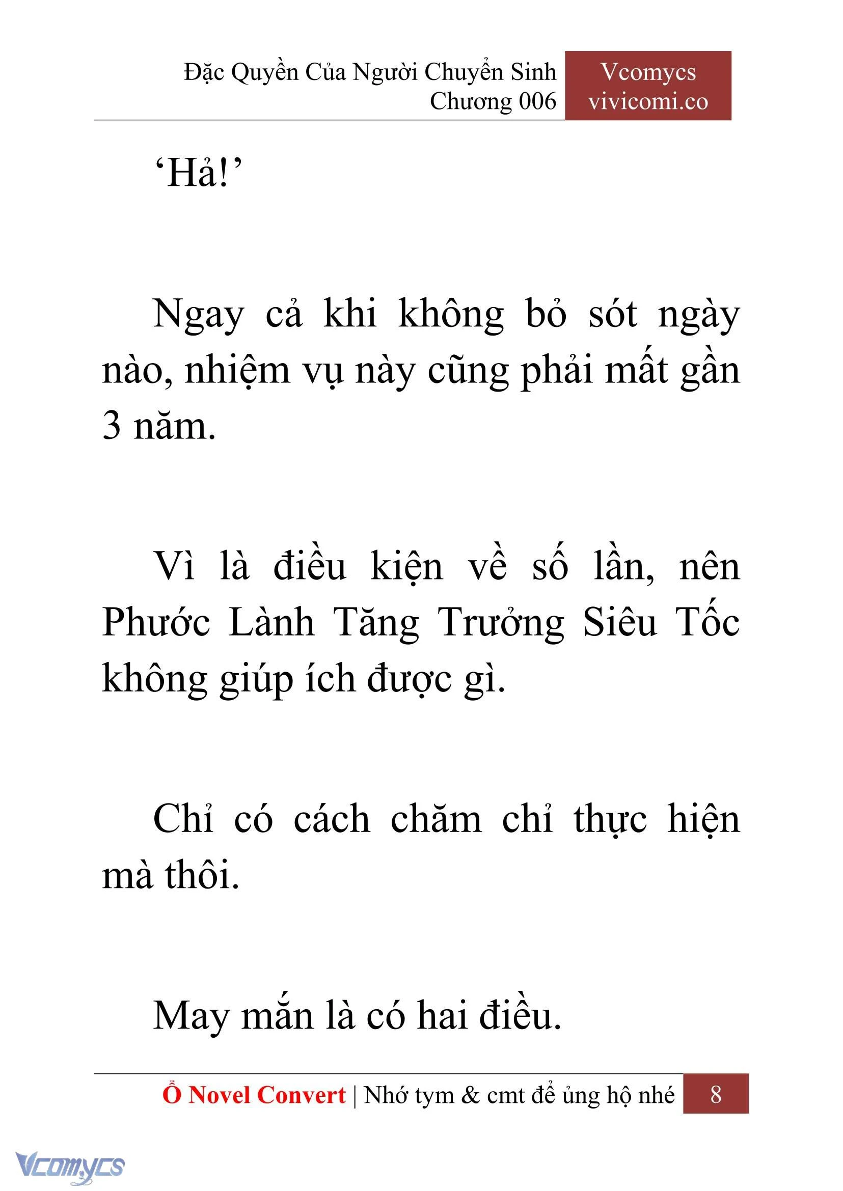 [Novel] Đặc Quyền Của Người Chuyển Sinh Chapter  6 - 10