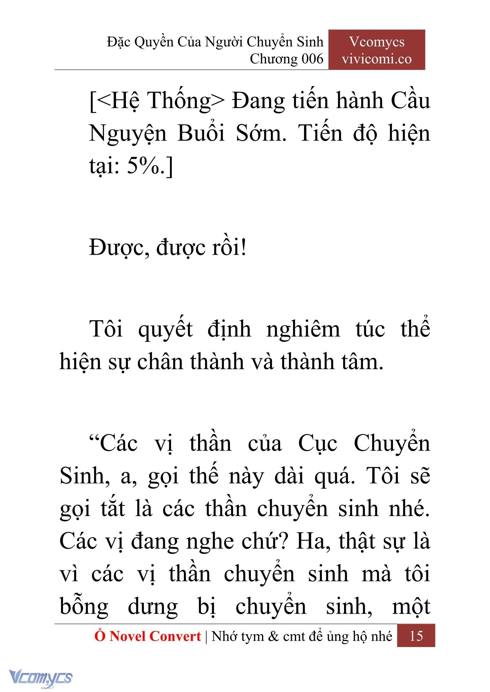 [Novel] Đặc Quyền Của Người Chuyển Sinh Chapter  6 - 17