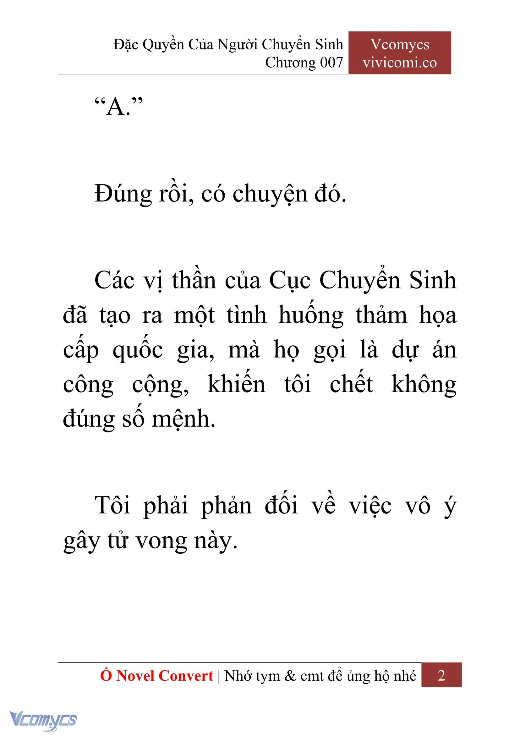 [Novel] Đặc Quyền Của Người Chuyển Sinh Chapter  7 - 4