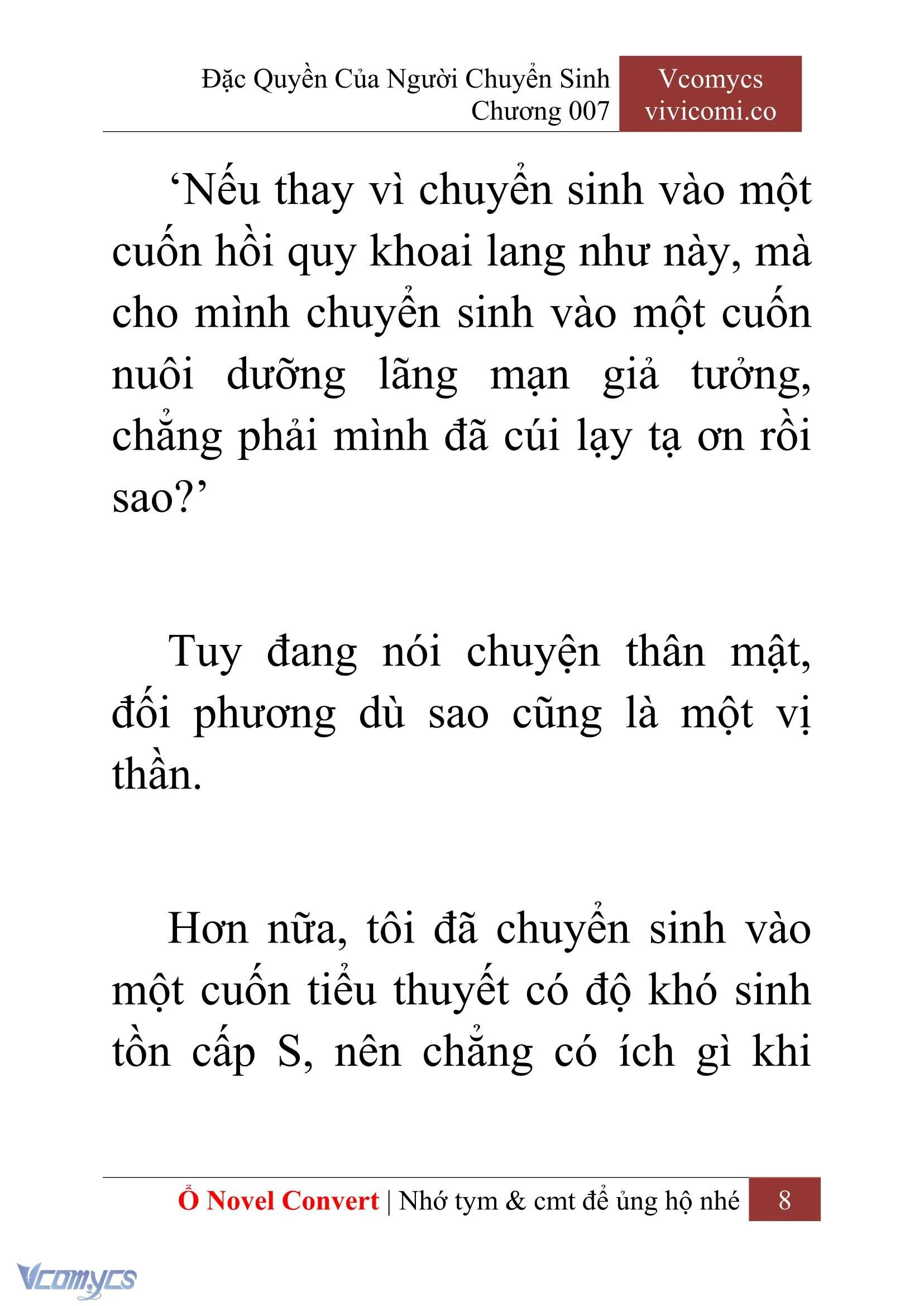[Novel] Đặc Quyền Của Người Chuyển Sinh Chapter  7 - 10