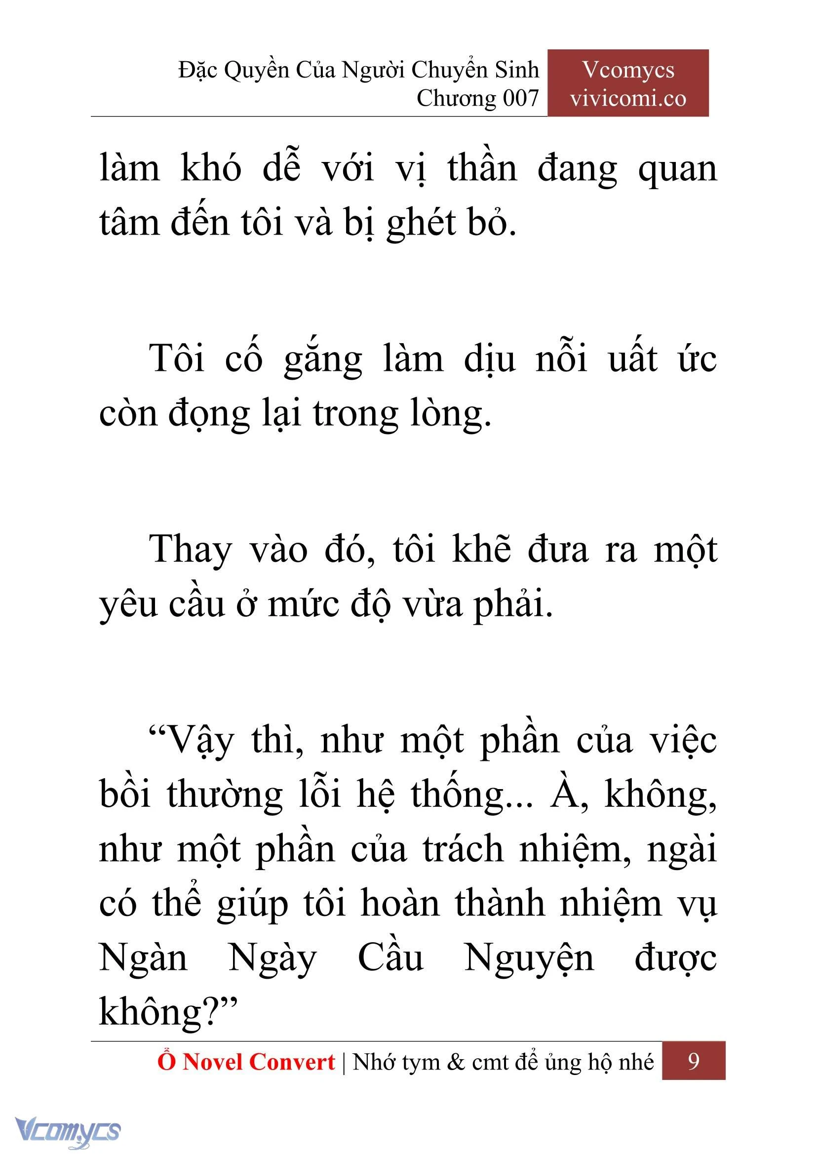 [Novel] Đặc Quyền Của Người Chuyển Sinh Chapter  7 - 11