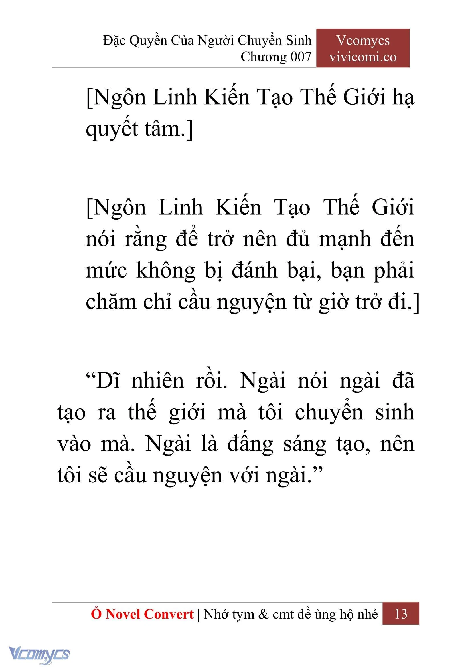 [Novel] Đặc Quyền Của Người Chuyển Sinh Chapter  7 - 15
