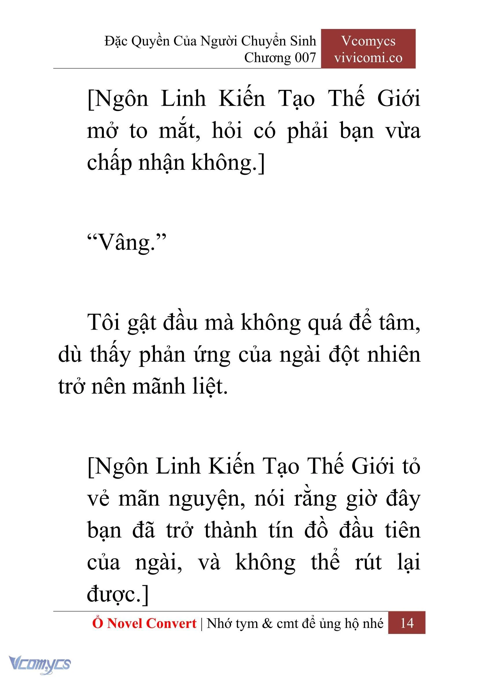 [Novel] Đặc Quyền Của Người Chuyển Sinh Chapter  7 - 16