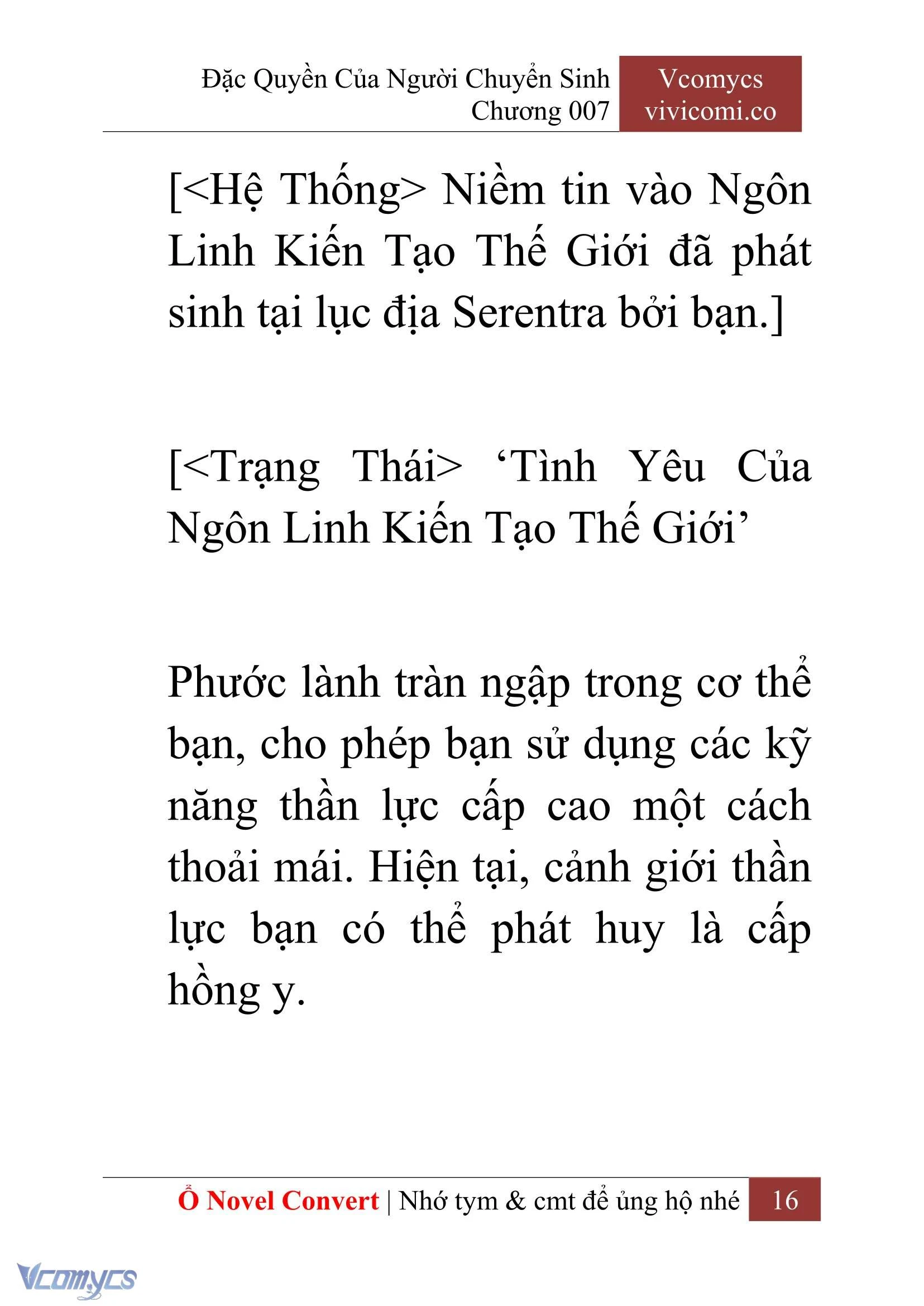 [Novel] Đặc Quyền Của Người Chuyển Sinh Chapter  7 - 18